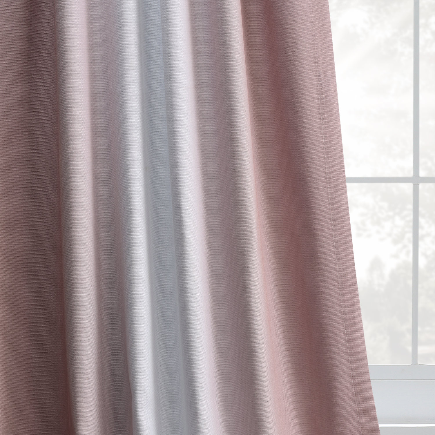 Parallel Pink Printed Linen Textured Blackout Curtain