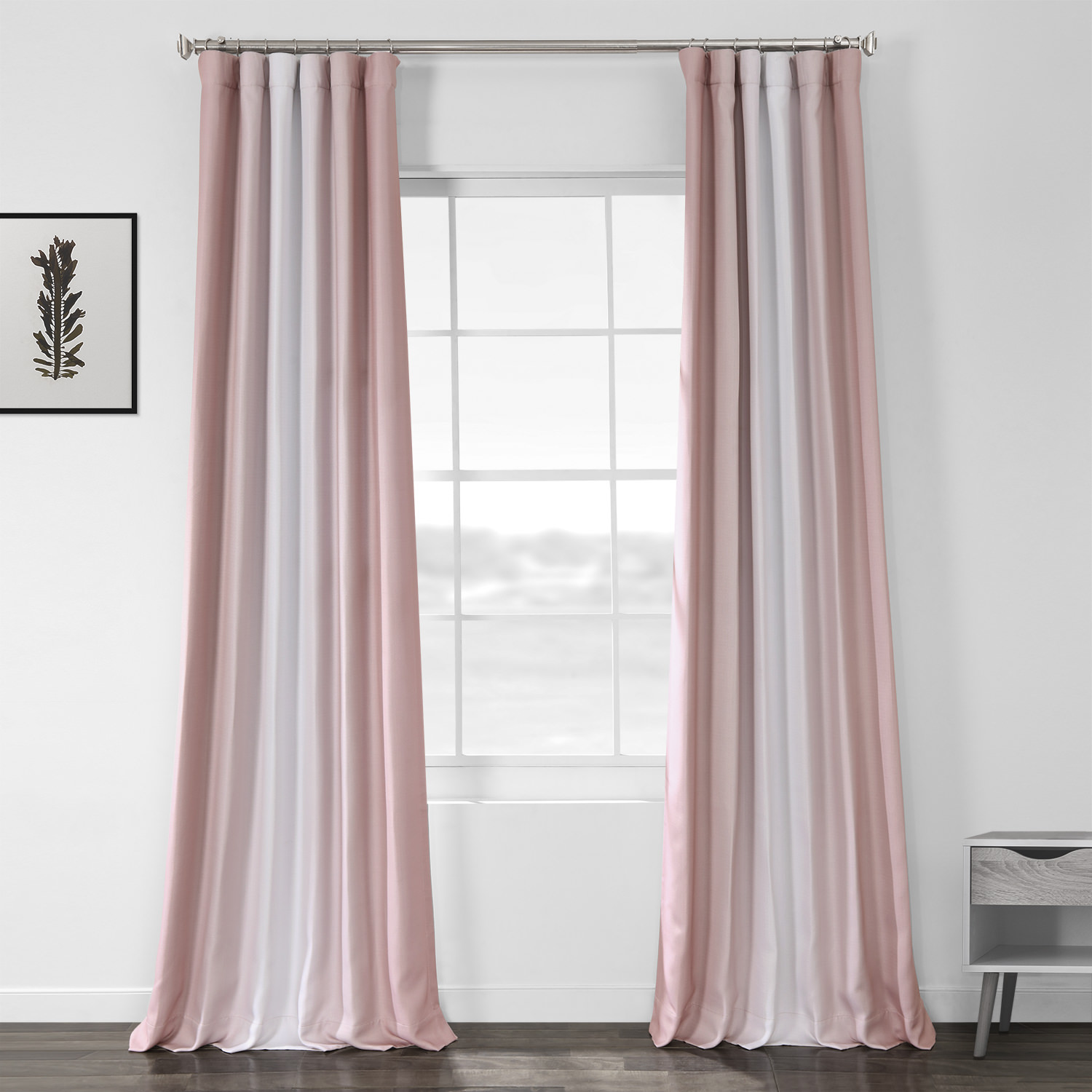 Parallel Pink Printed Linen Textured Blackout Curtain