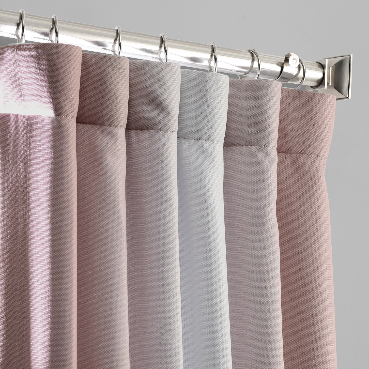 Parallel Pink Printed Linen Textured Blackout Curtain