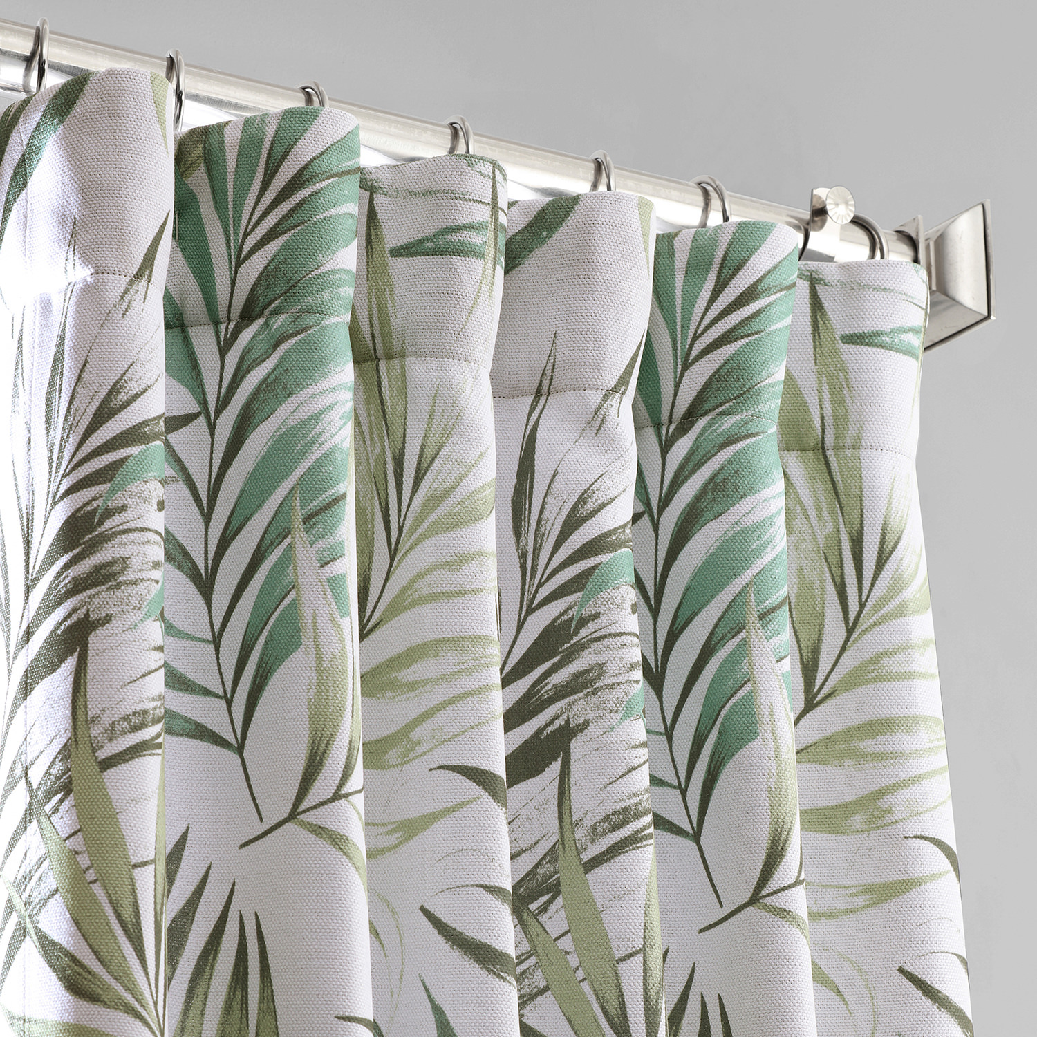 Palms Green Printed Linen Textured Blackout Curtain