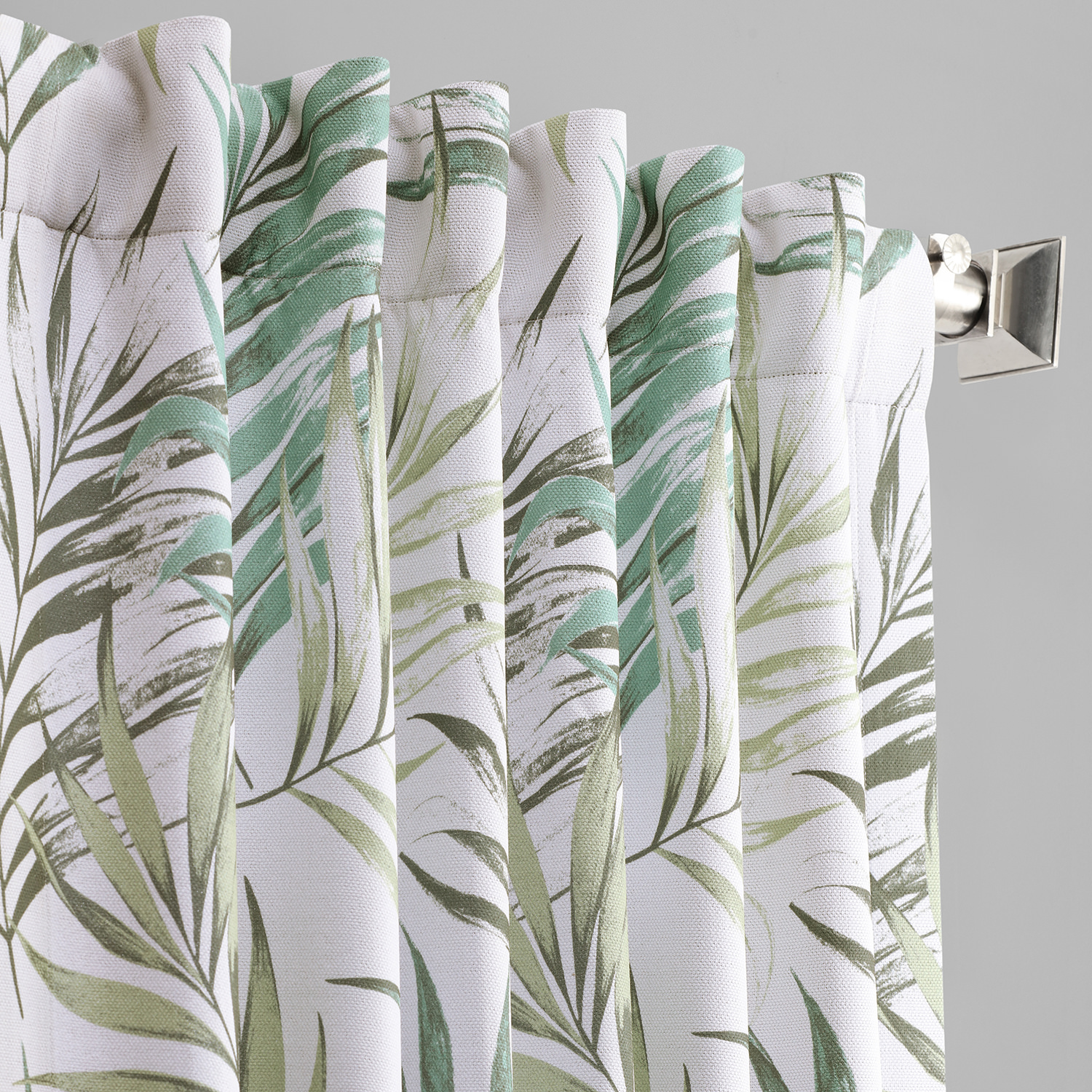 Palms Green Printed Linen Textured Blackout Curtain