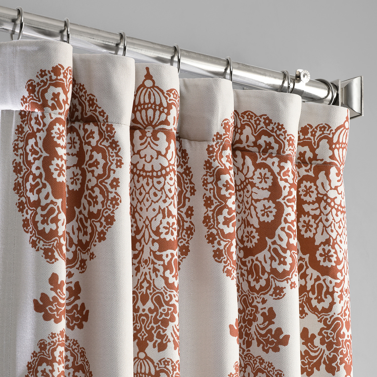 Cyprus Rust Printed Linen Textured Blackout Curtain