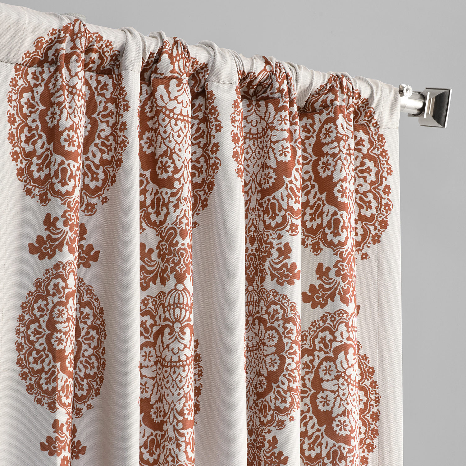 Cyprus Rust Printed Linen Textured Blackout Curtain