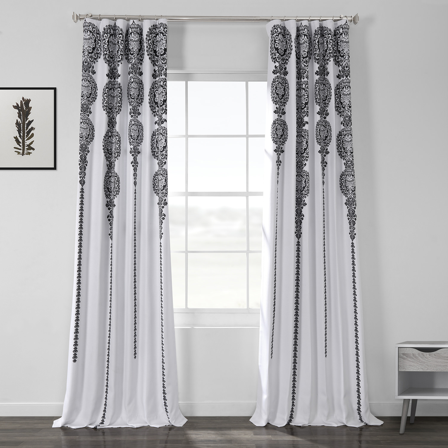 Cyprus Black Printed Linen Textured Blackout Curtain