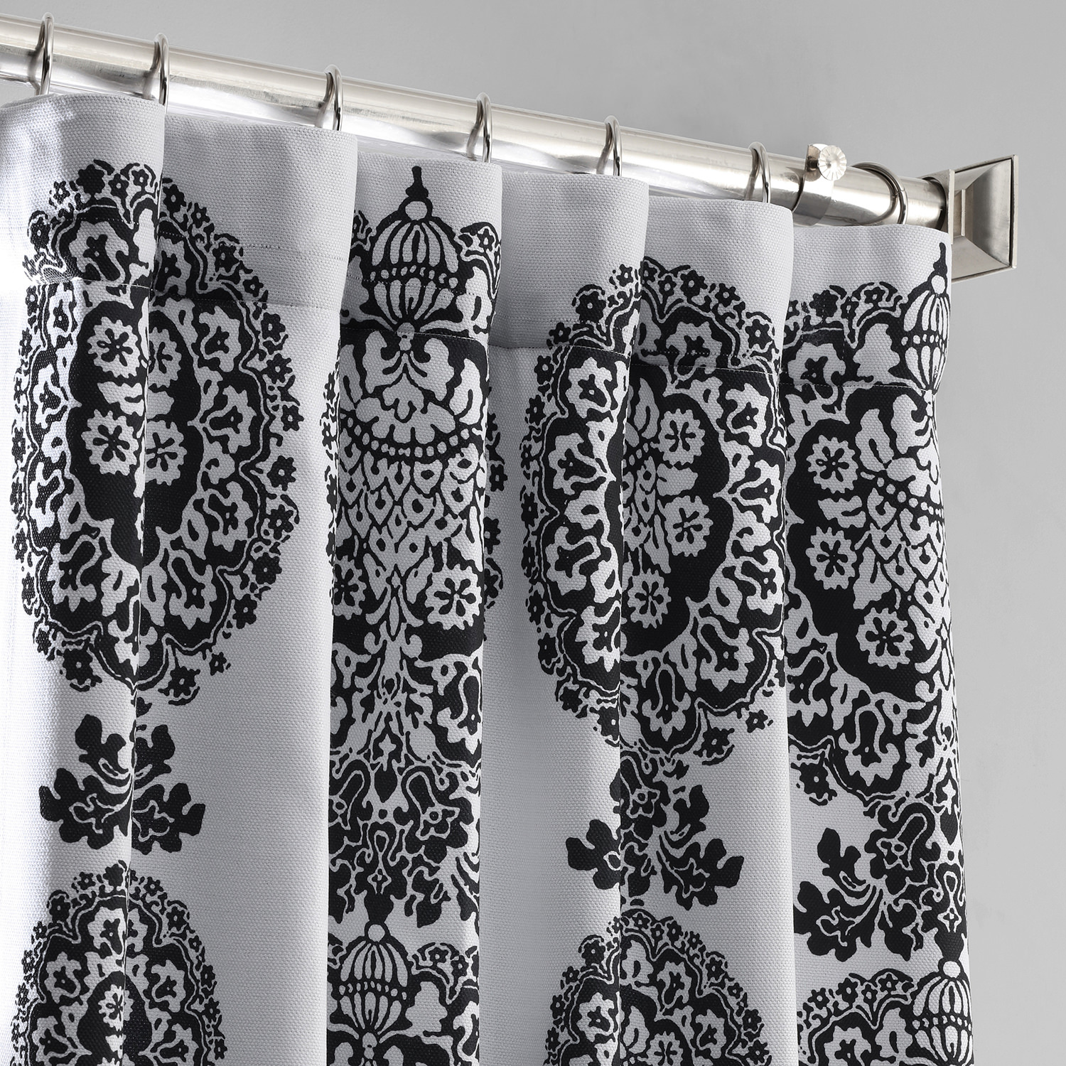 Cyprus Black Printed Linen Textured Blackout Curtain