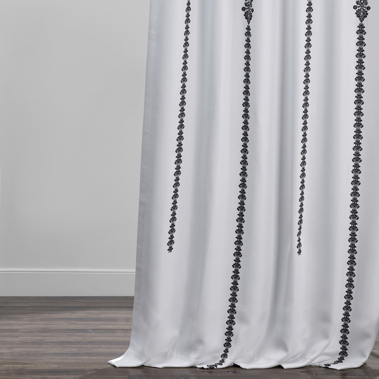 Cyprus Black Printed Linen Textured Blackout Curtain