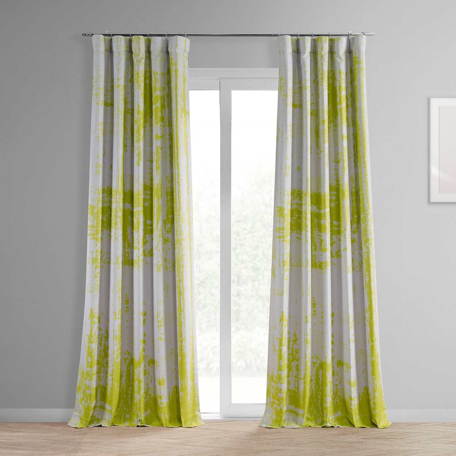 Dapple Green Printed Linen Textured Blackout Curtain