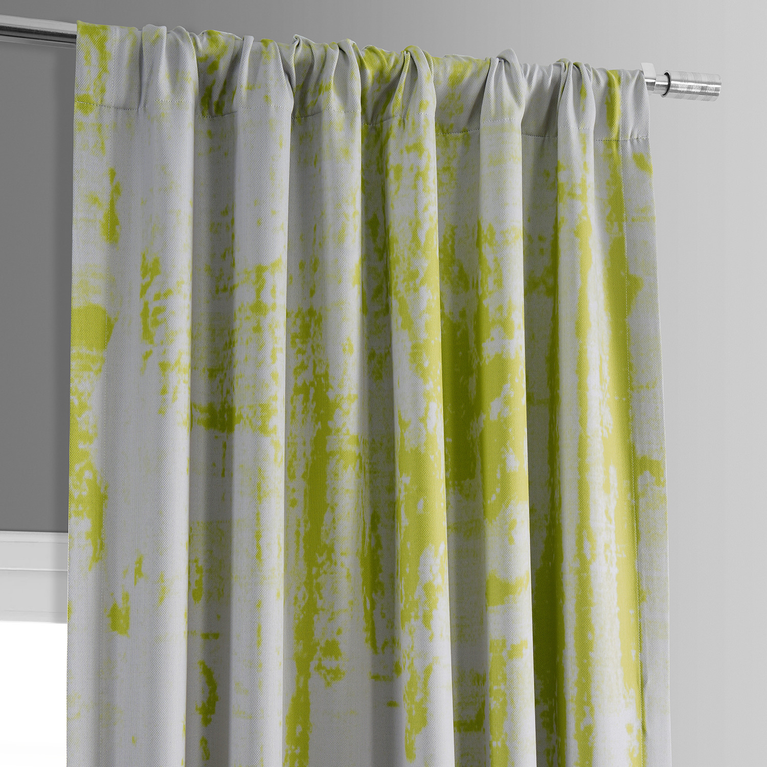 Dapple Green Printed Linen Textured Blackout Curtain