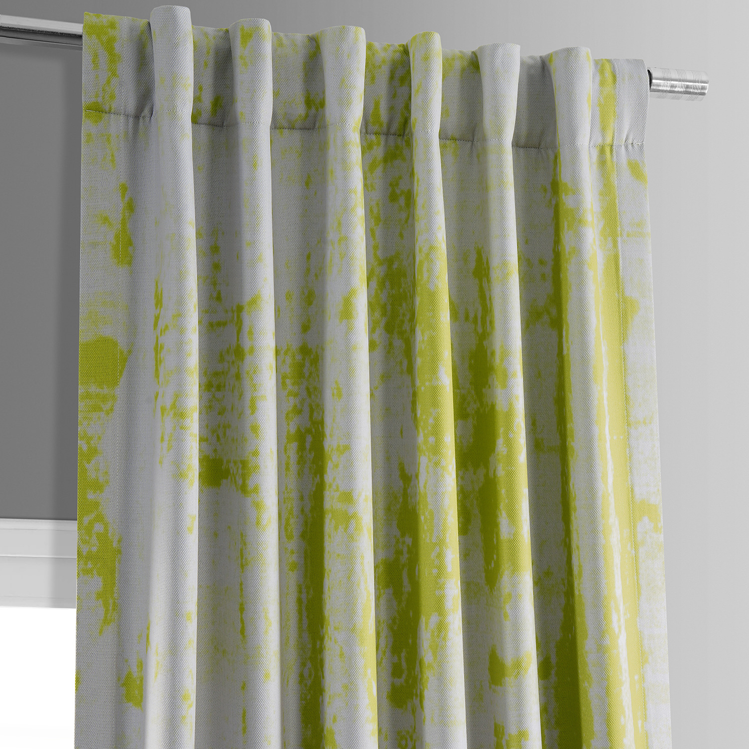 Dapple Green Printed Linen Textured Blackout Curtain