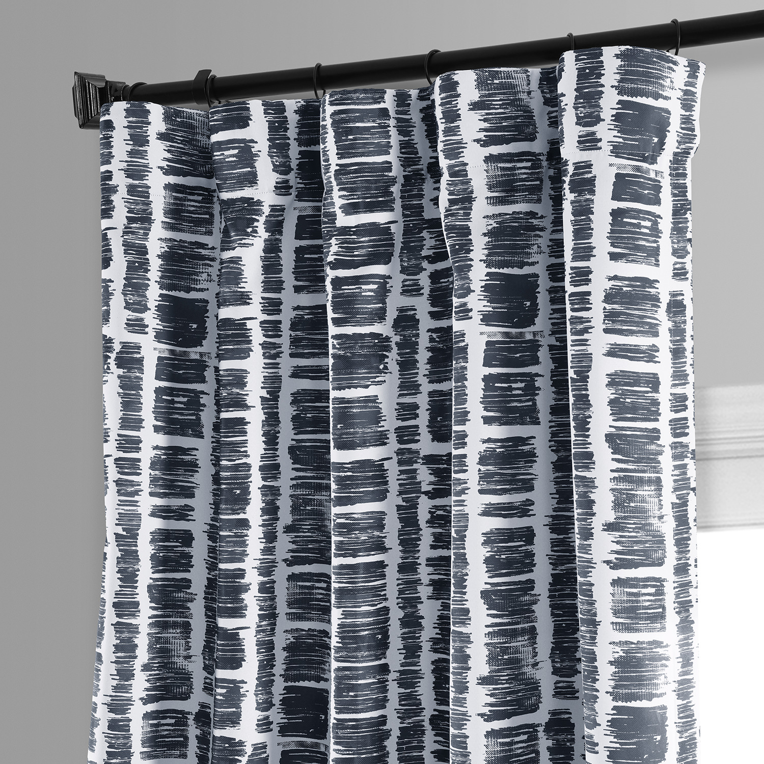 Matchstick Charcoal Black Room Darkening Curtain