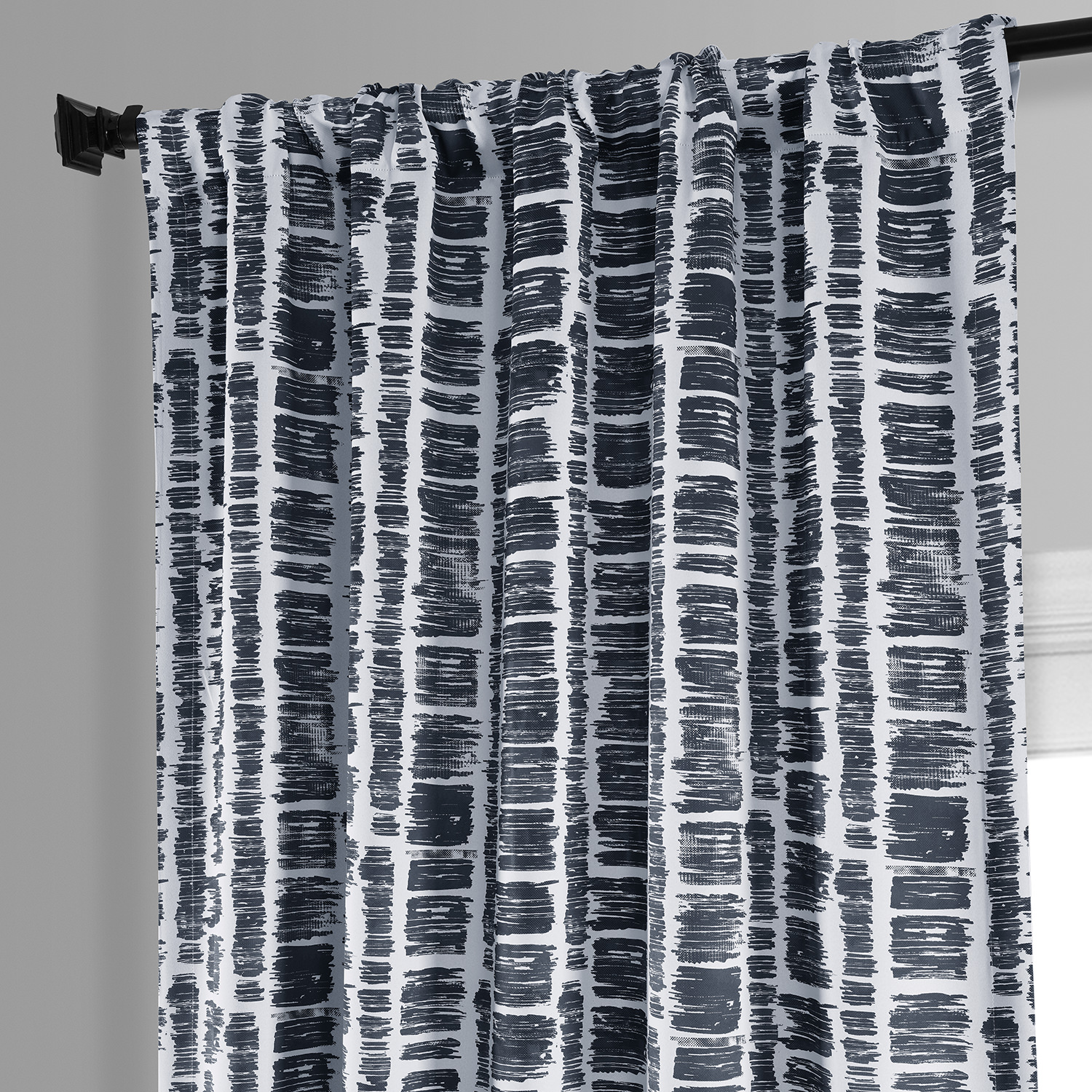 Matchstick Charcoal Black Room Darkening Curtain