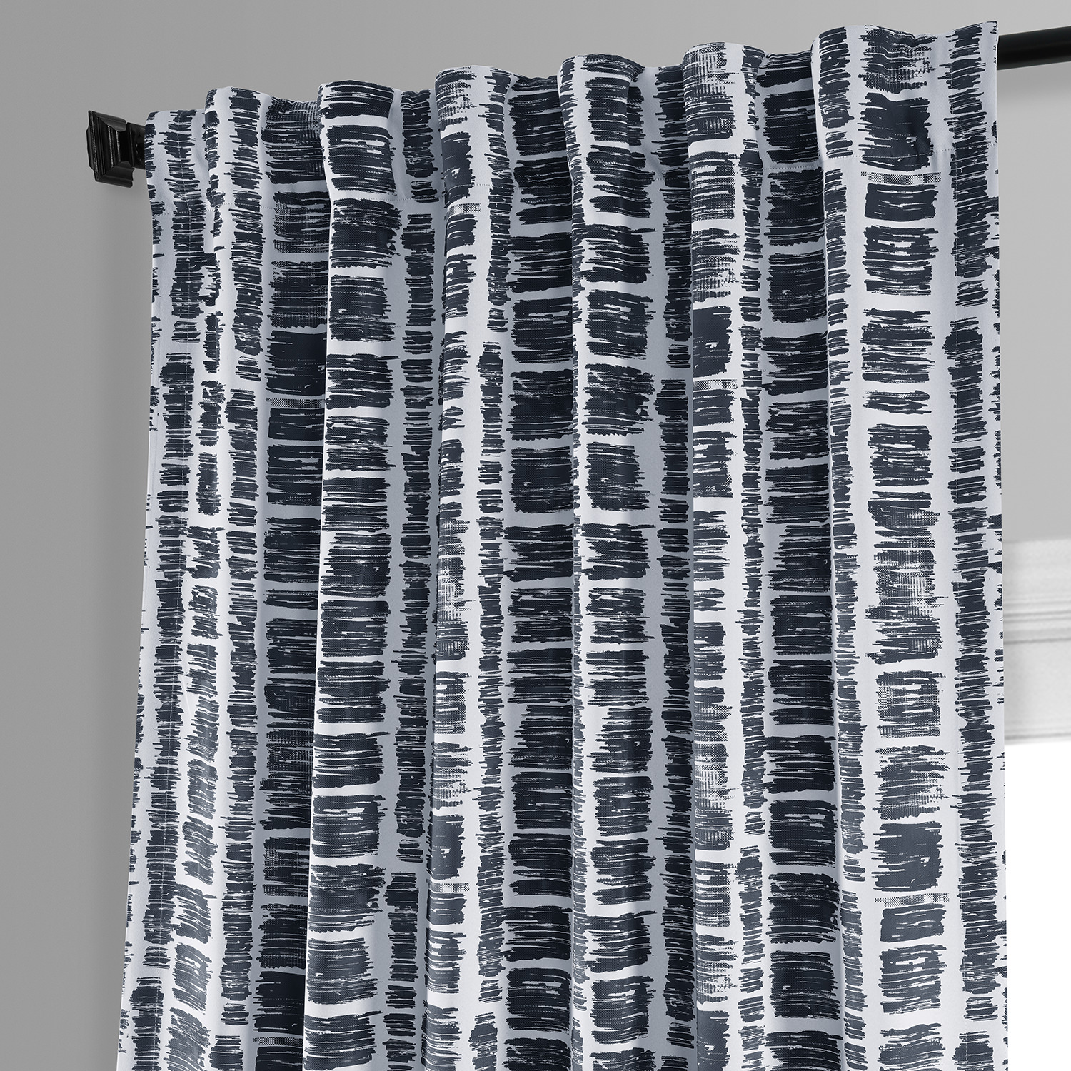 Matchstick Charcoal Black Room Darkening Curtain