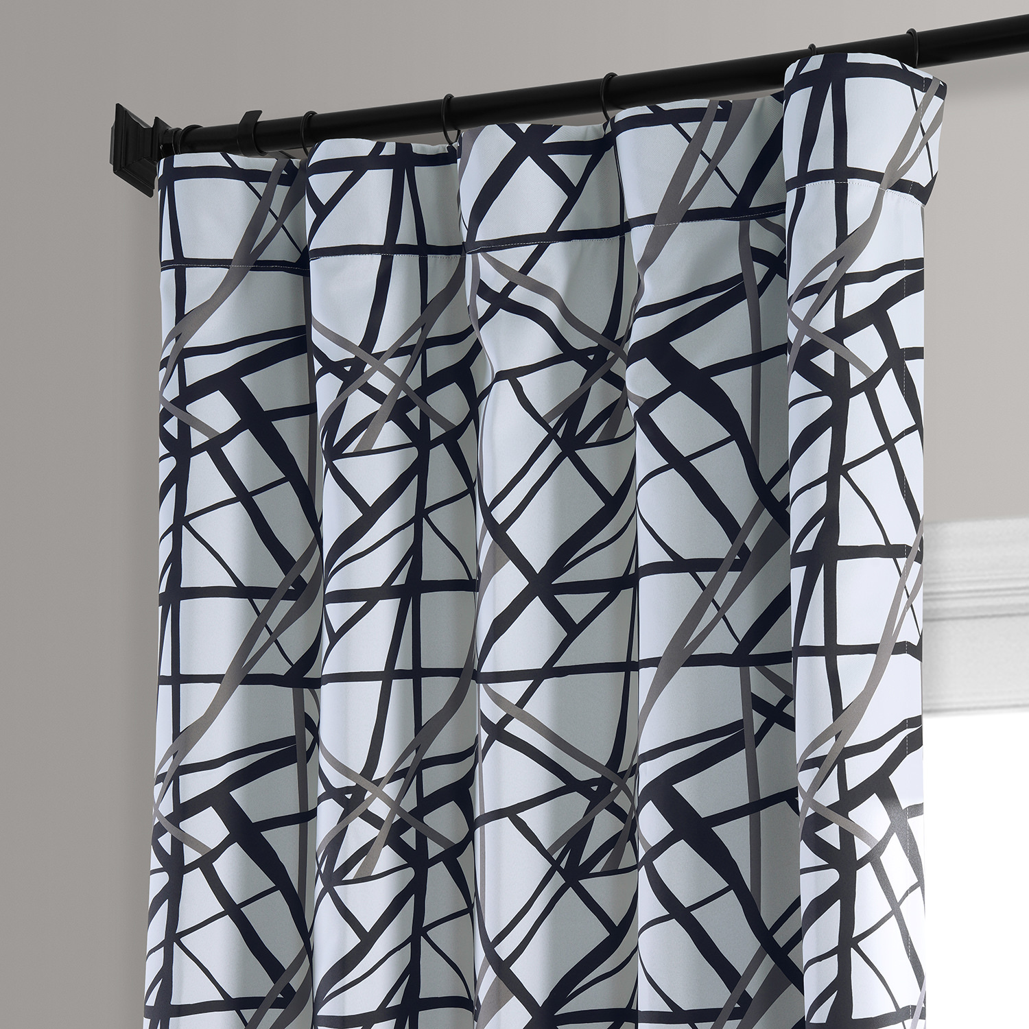 Gridlock Black Steel Room Darkening Curtain