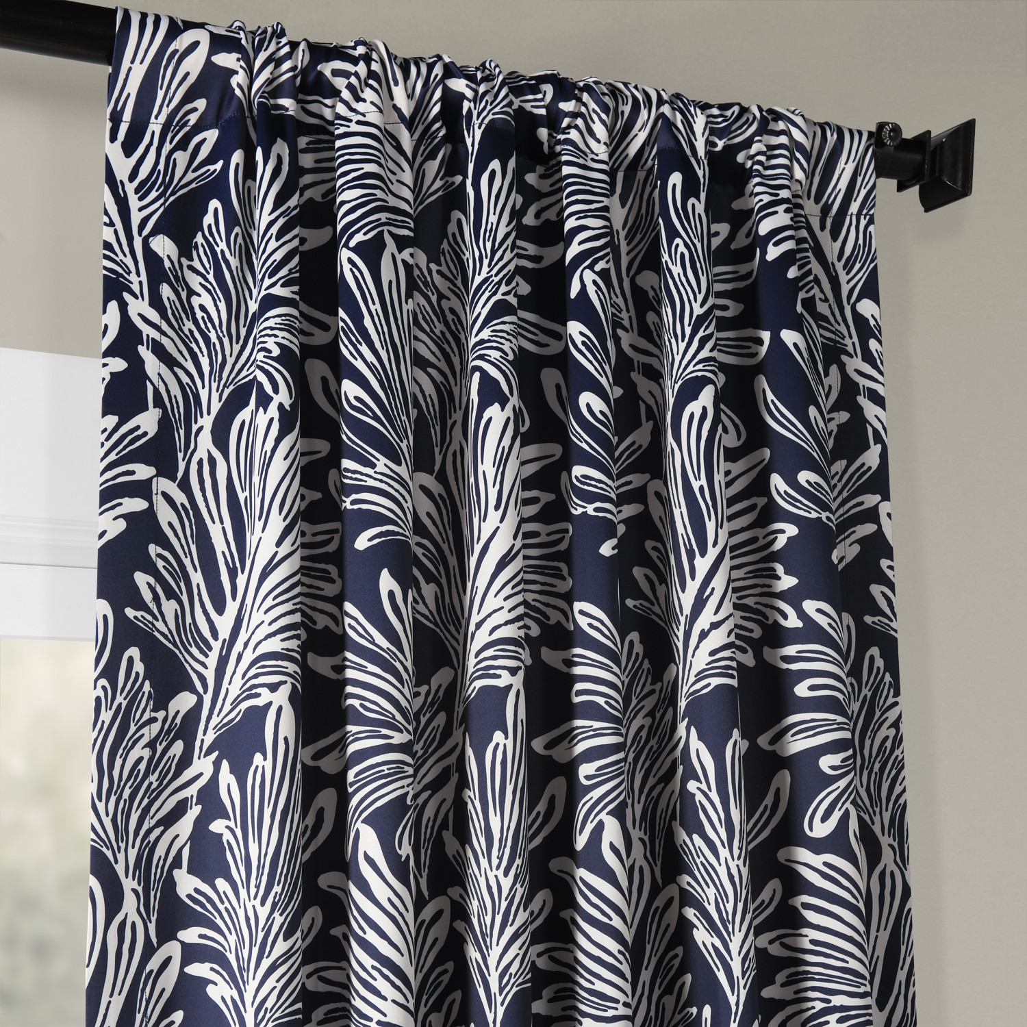 Flora Navy Blackout Room Darkening Curtain