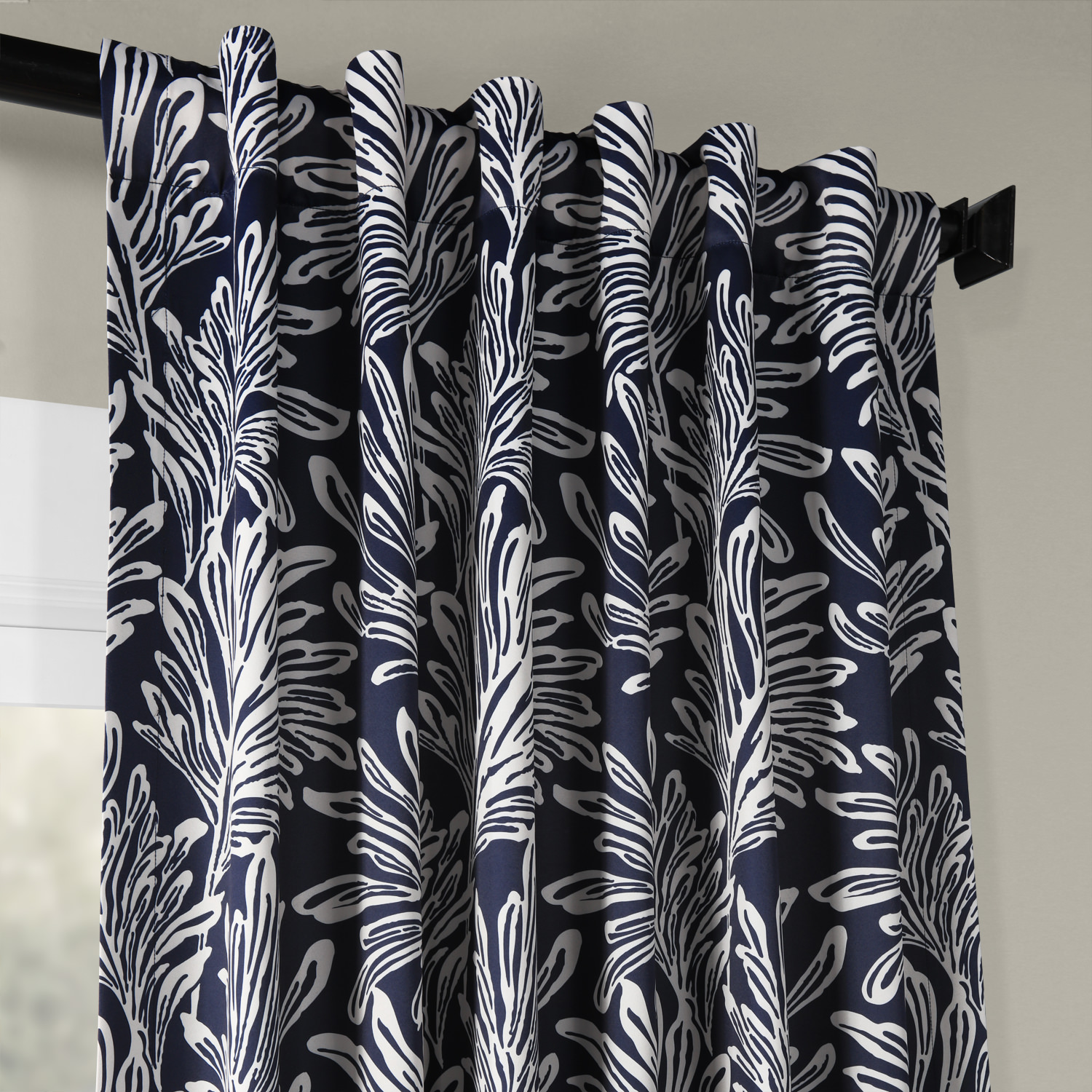 Flora Navy Blackout Room Darkening Curtain