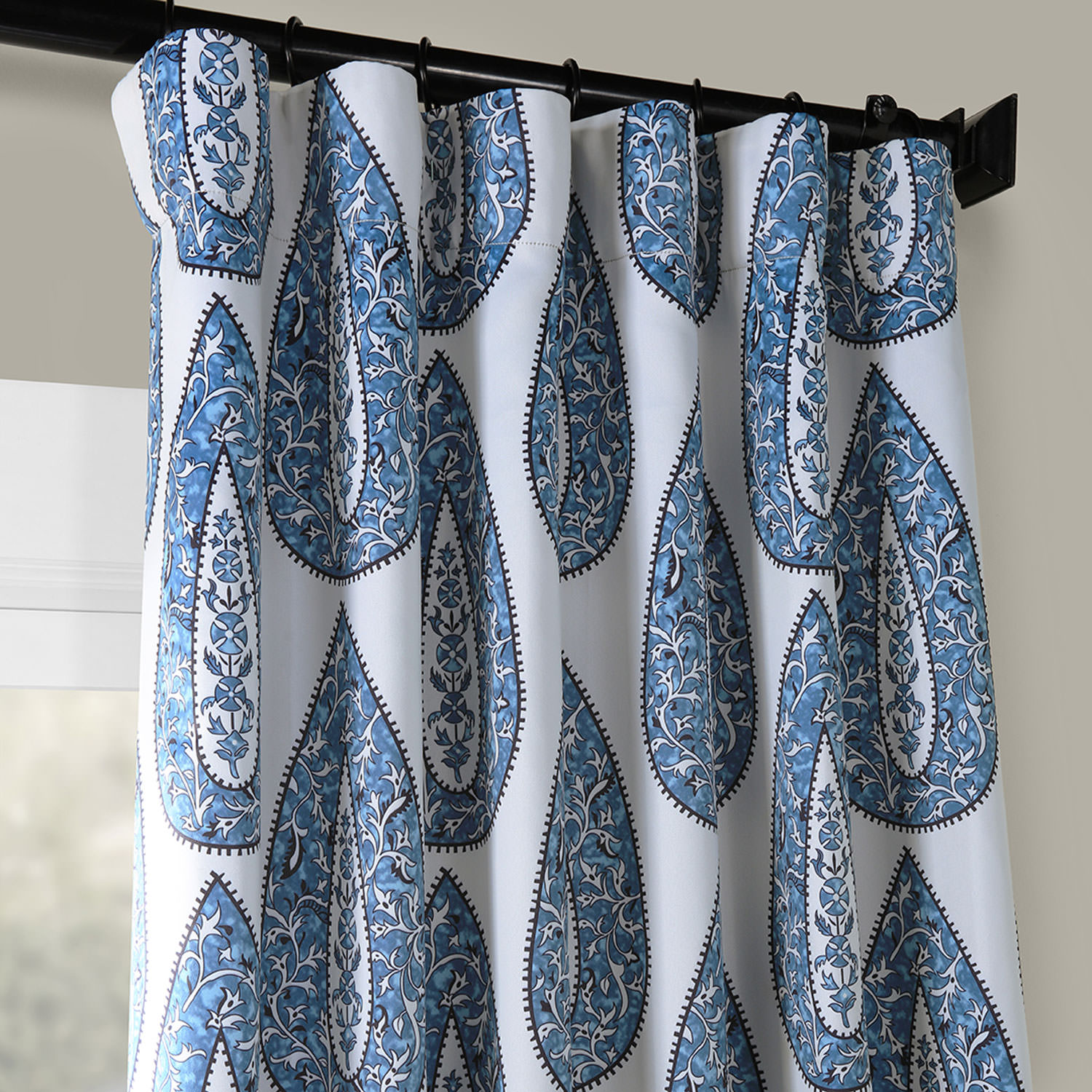 Medallion Blue Blackout Room Darkening Curtain