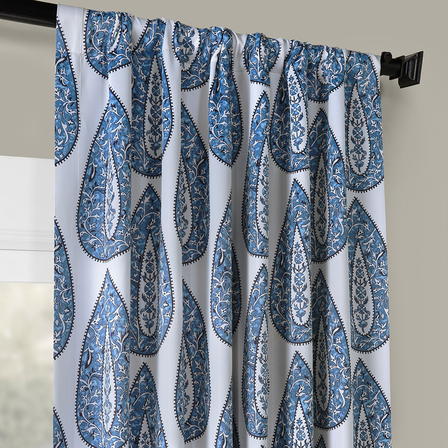 Medallion Blue Blackout Room Darkening Curtain