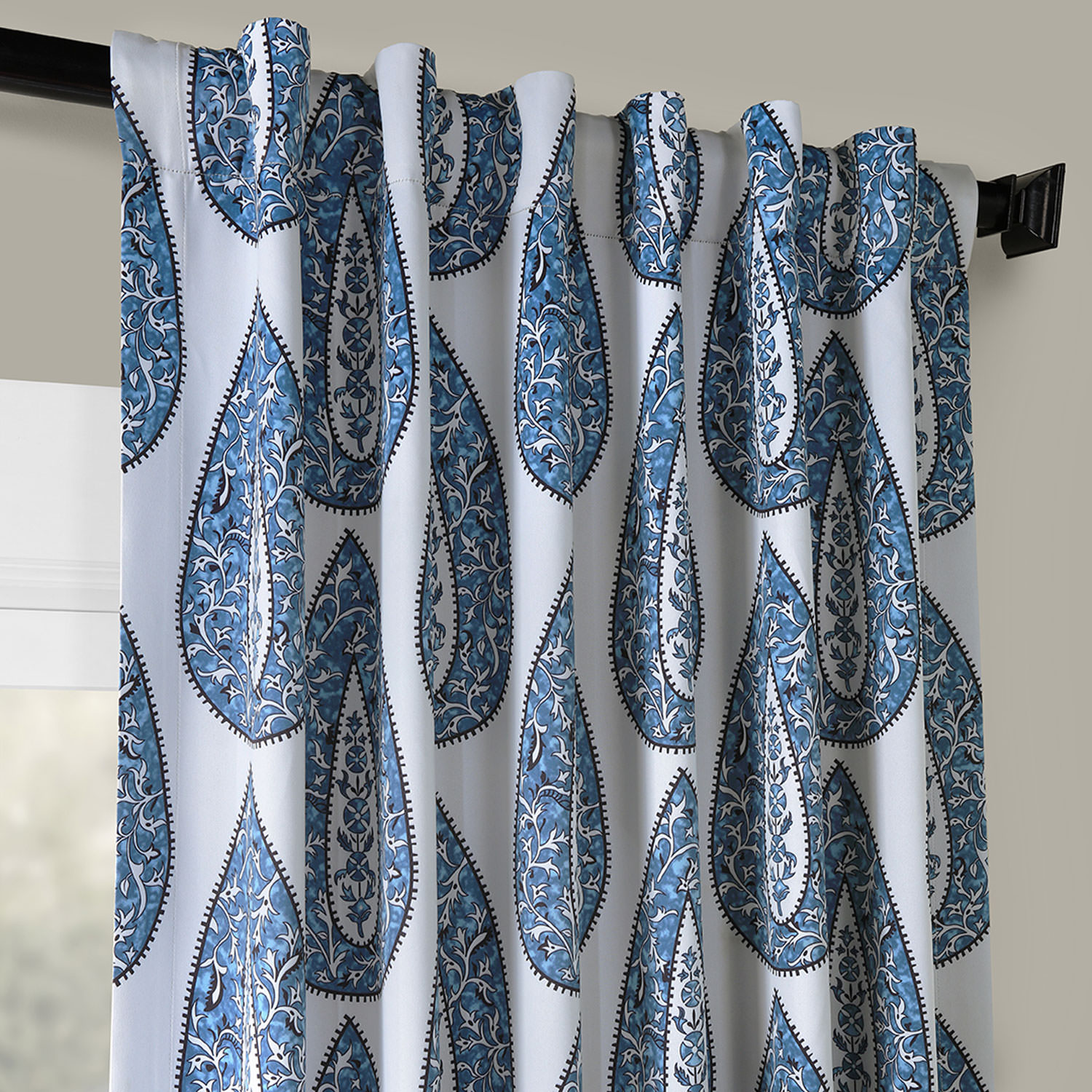 Medallion Blue Blackout Room Darkening Curtain