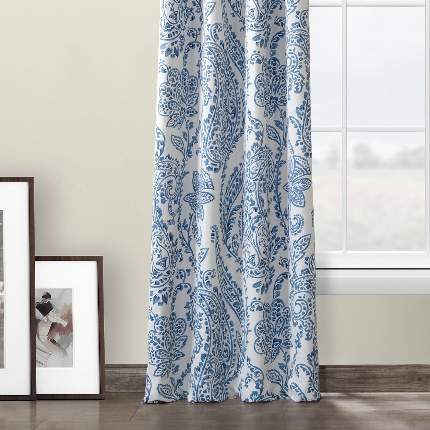 Tea Time China Blue Grommet Blackout Room Darkening Curtain