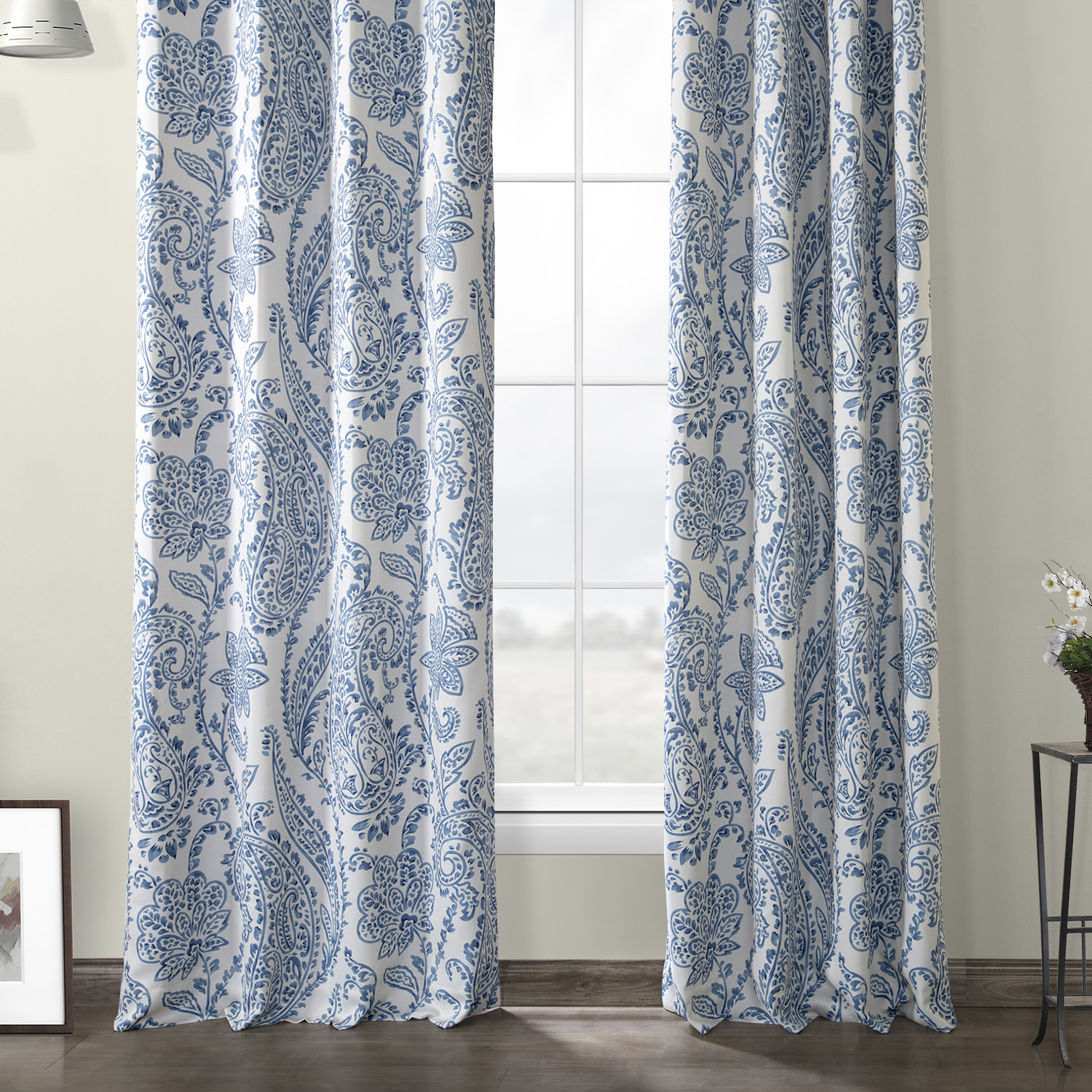 Tea Time China Blue Grommet Blackout Room Darkening Curtain