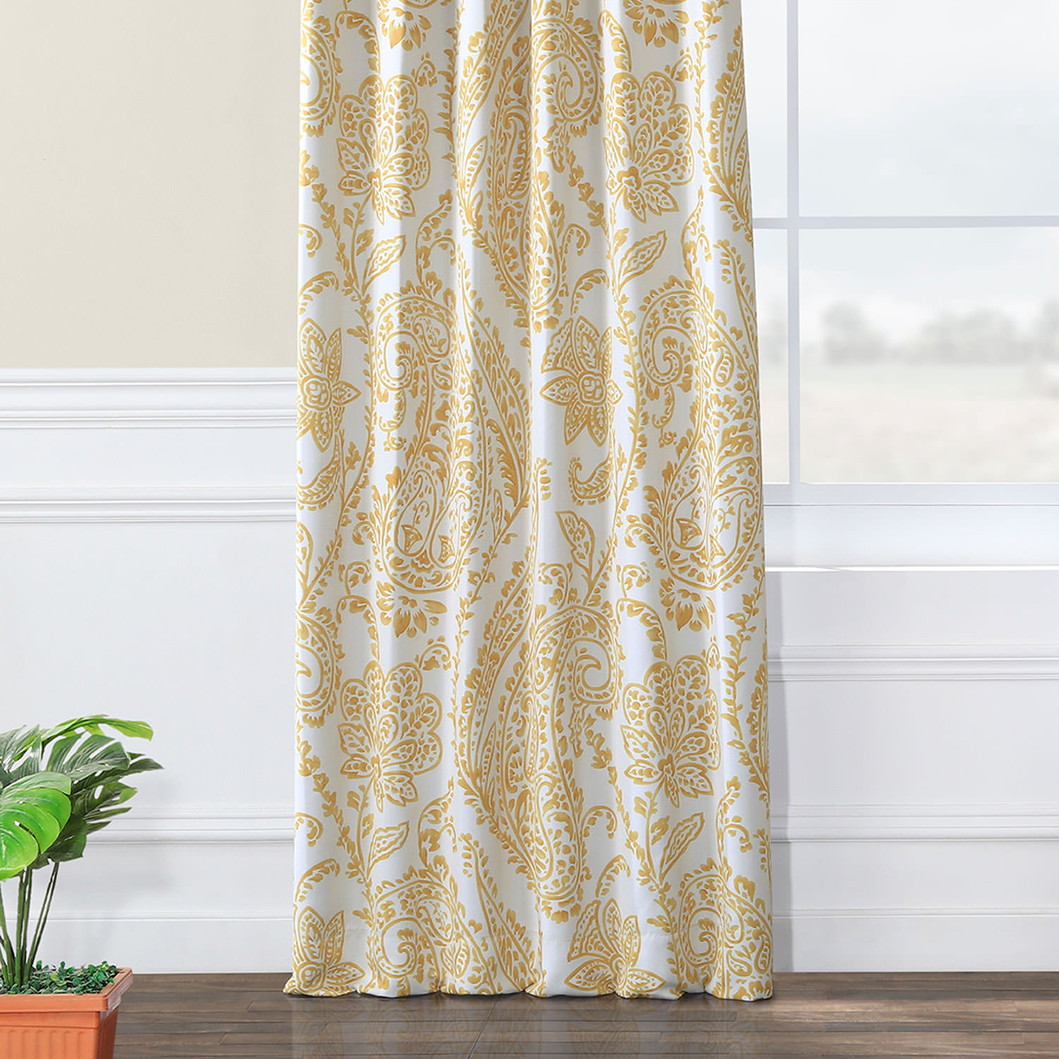 Tea Time Yellow Gold Blackout Room Darkening Curtain