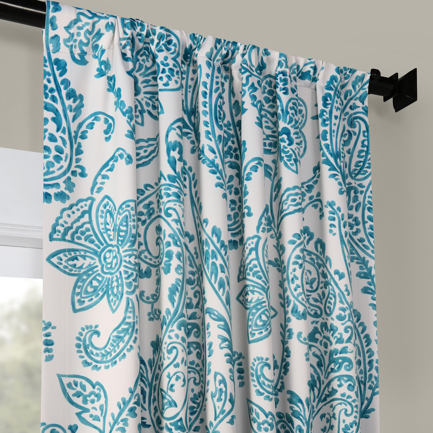 Tea Time Teal Blackout Room Darkening Curtain