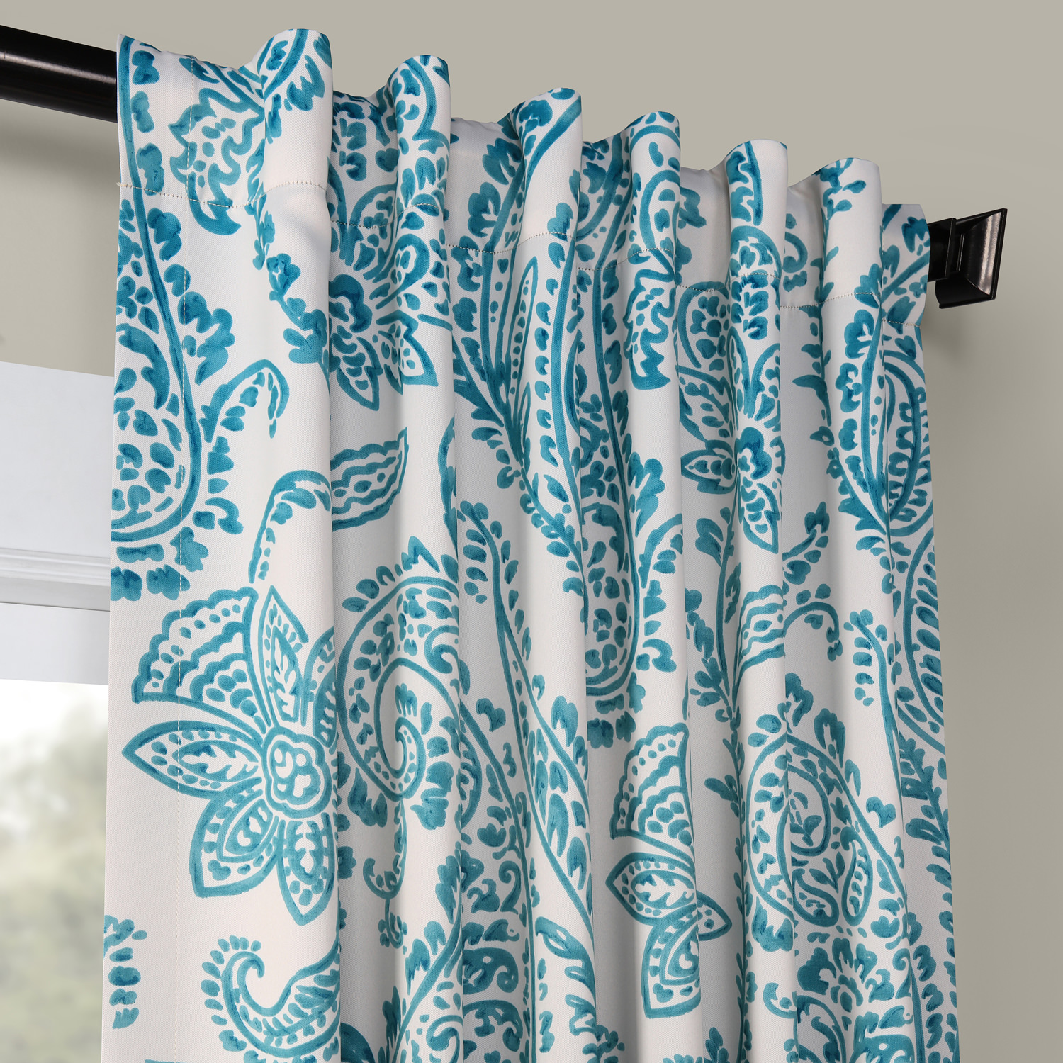 Tea Time Teal Blackout Room Darkening Curtain