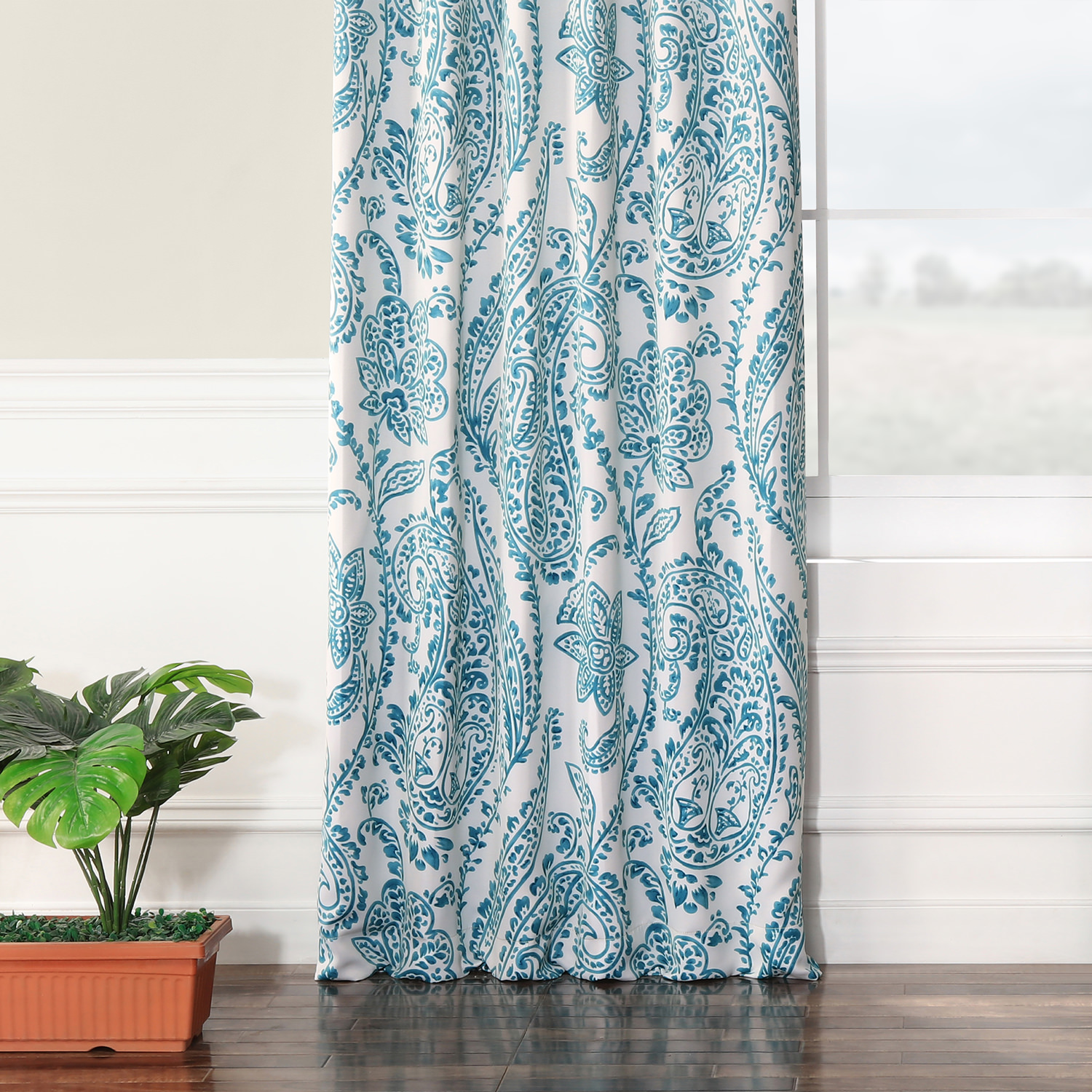 Tea Time Teal Blackout Room Darkening Curtain