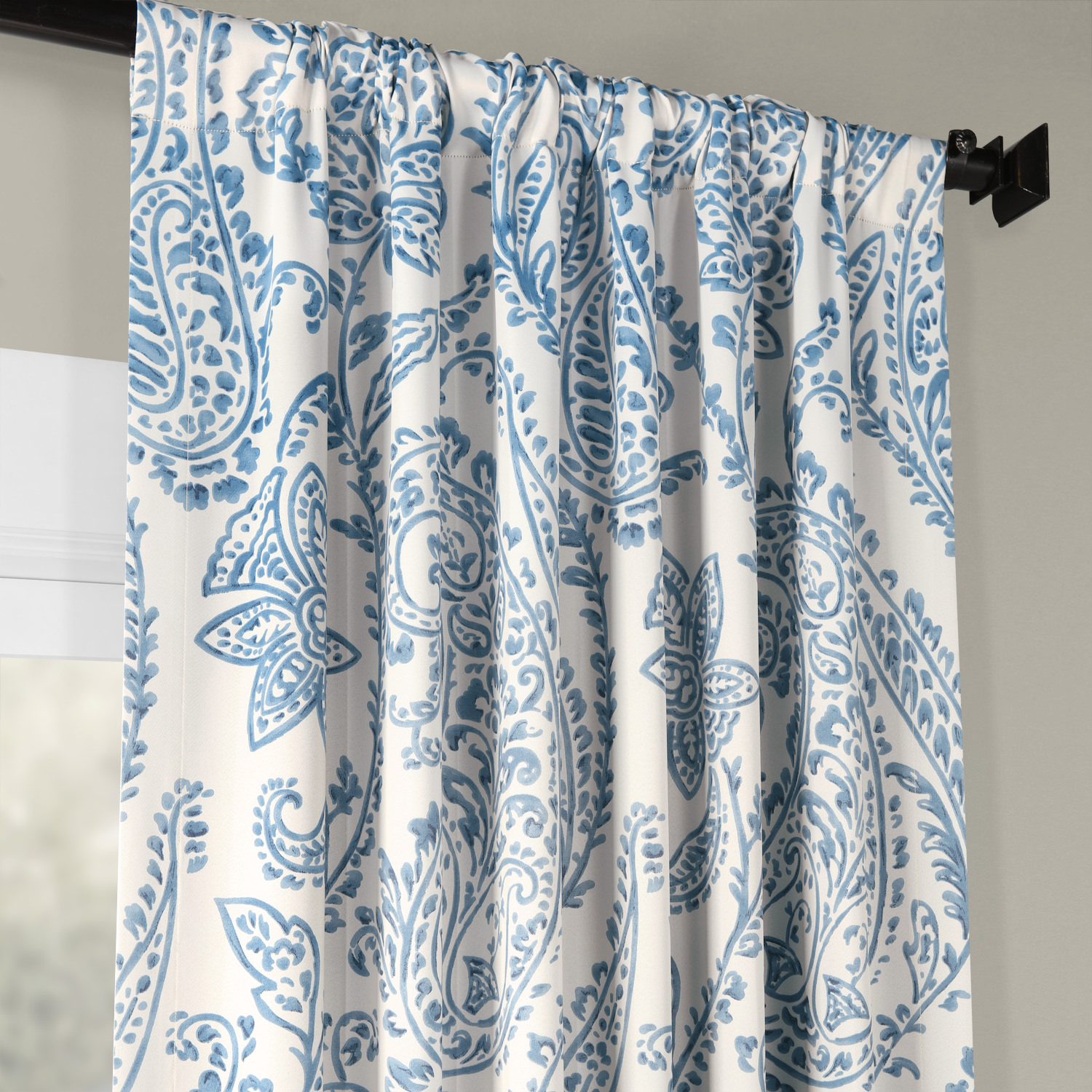 Tea Time China Blue Blackout Room Darkening Curtain