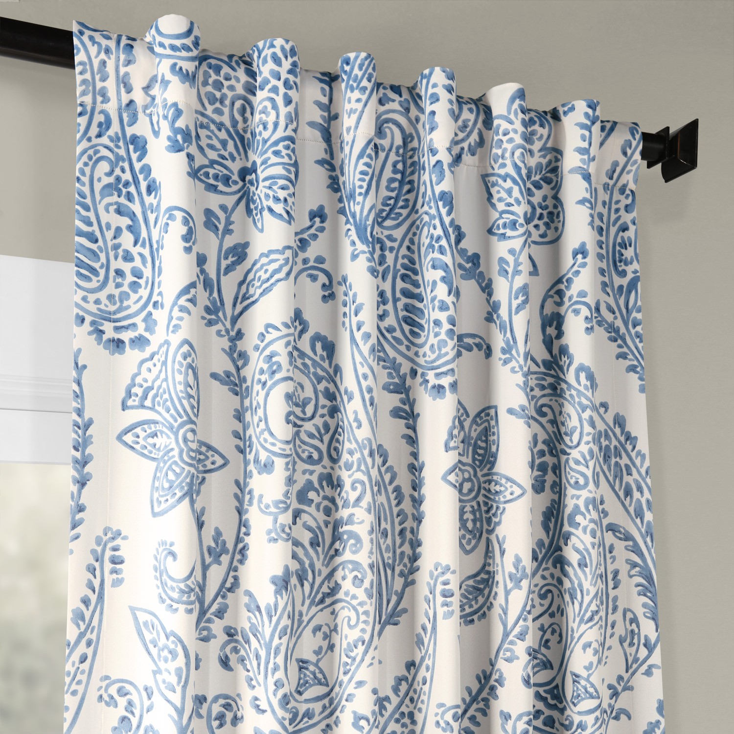 Tea Time China Blue Blackout Room Darkening Curtain