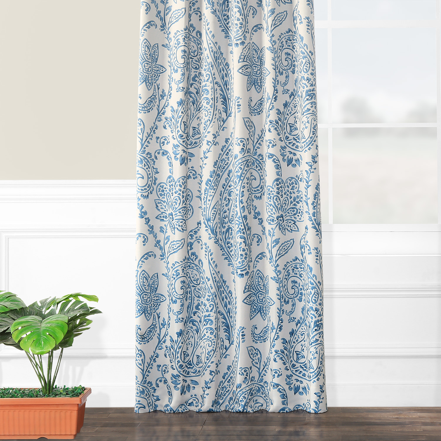 Tea Time China Blue Blackout Room Darkening Curtain