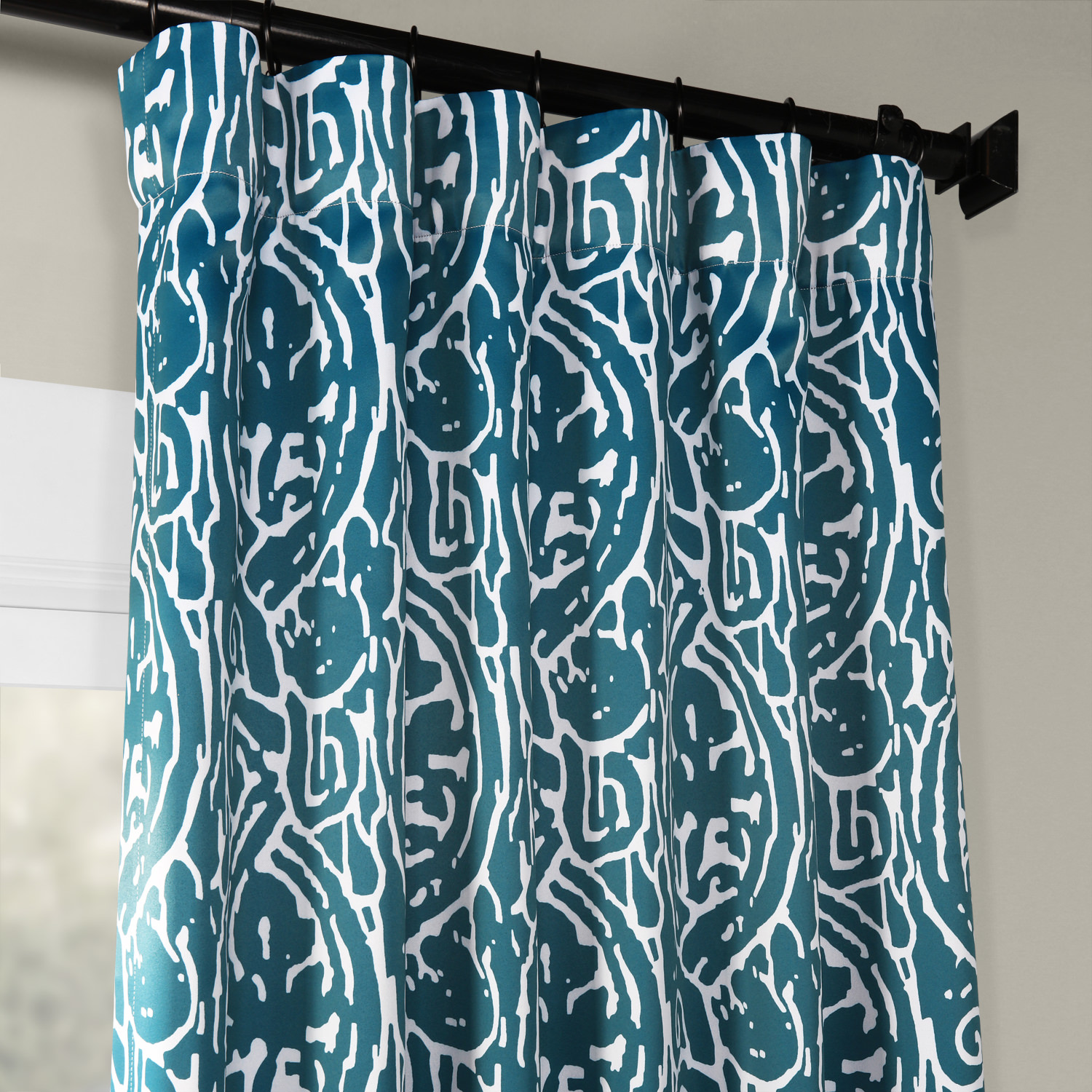 Abstract Teal Blackout Room Darkening Curtain