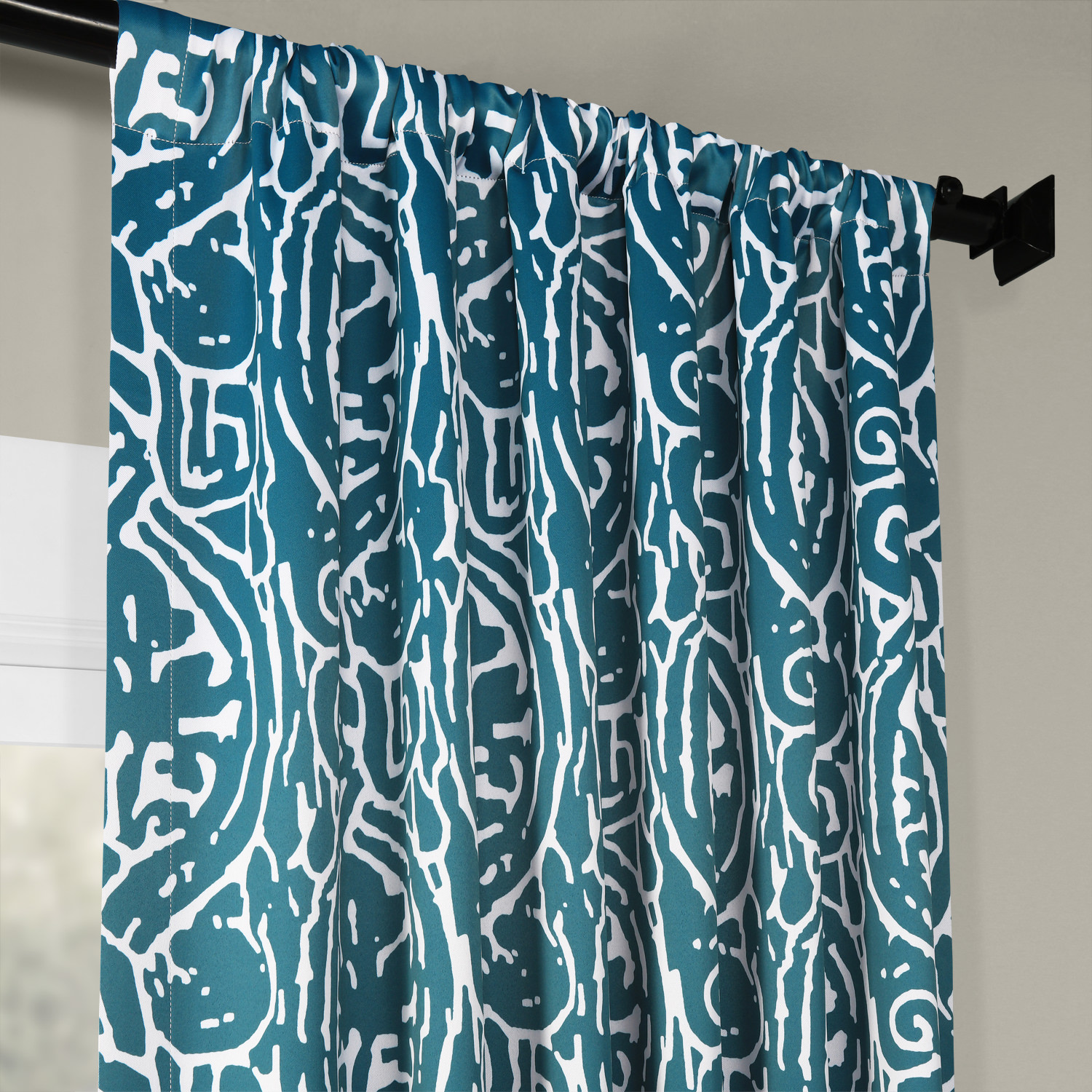 Abstract Teal Blackout Room Darkening Curtain