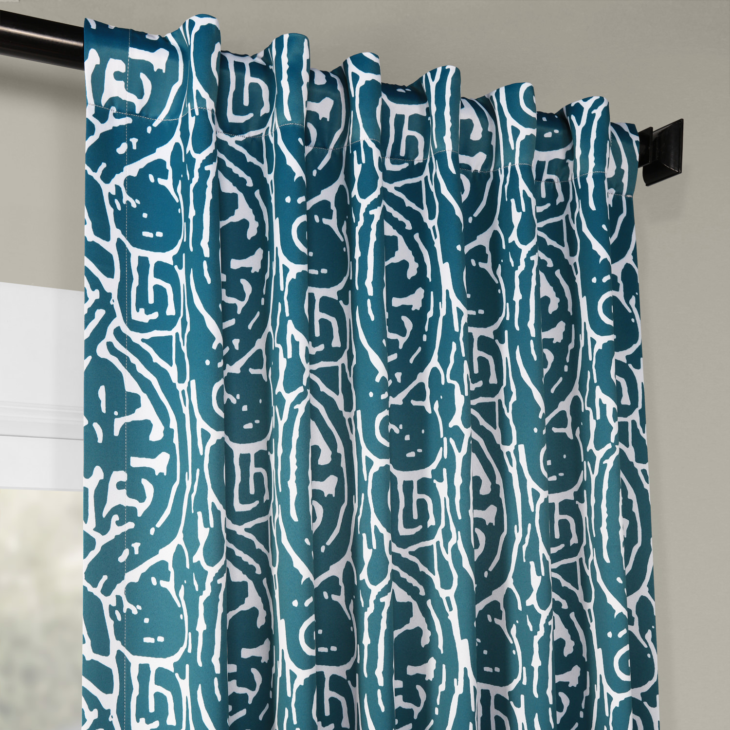 Abstract Teal Blackout Room Darkening Curtain