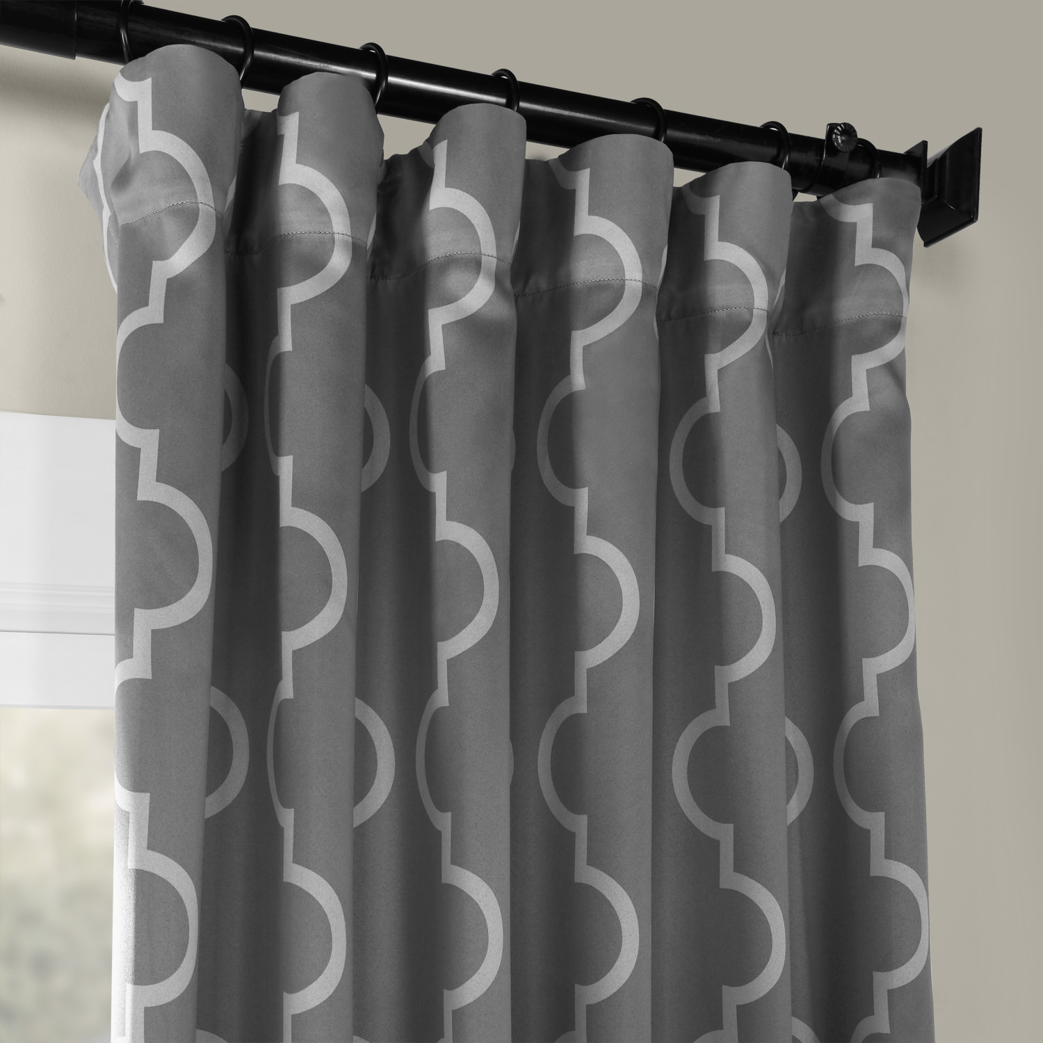 Seville Grey & Silver Blackout Room Darkening Curtain