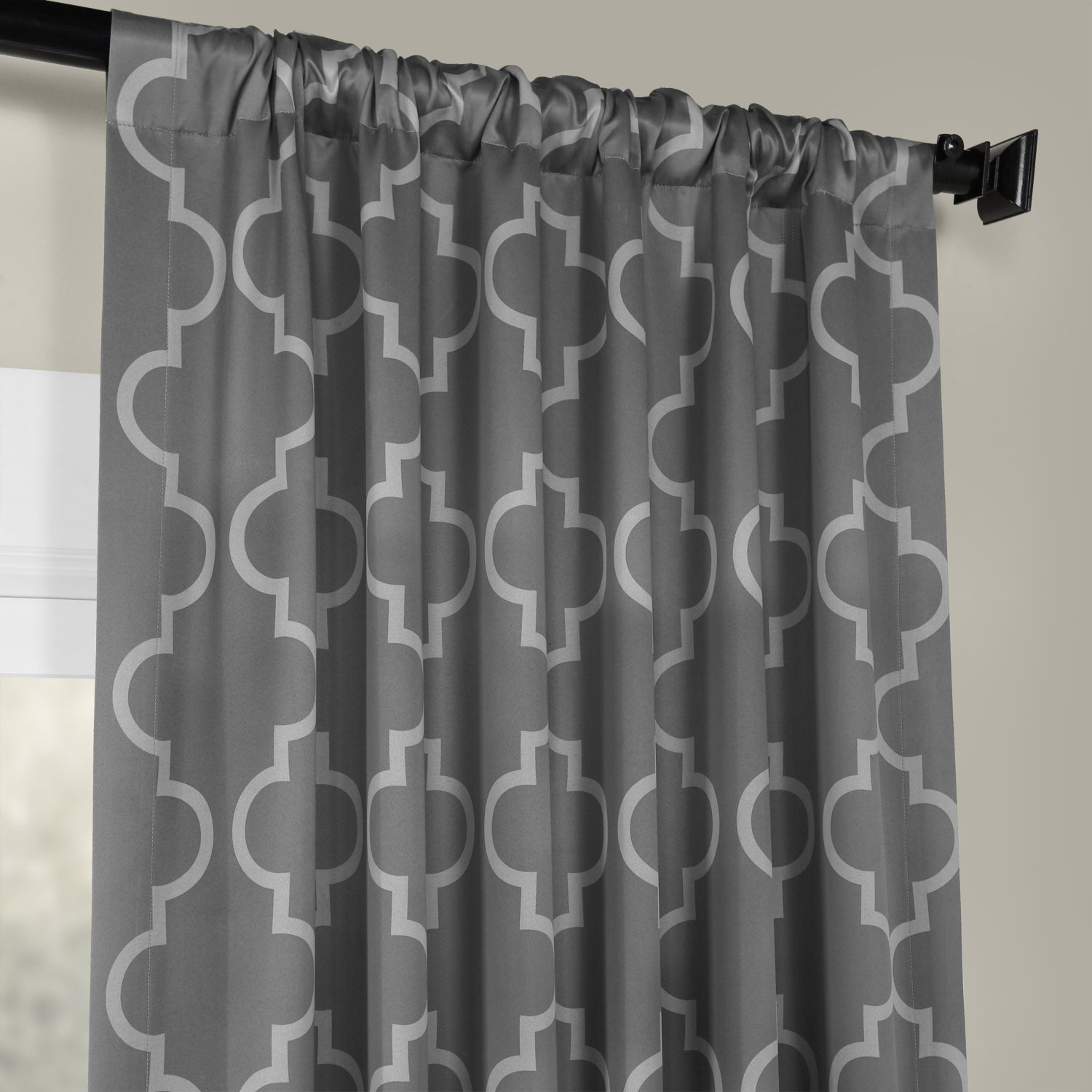 Seville Grey & Silver Blackout Room Darkening Curtain