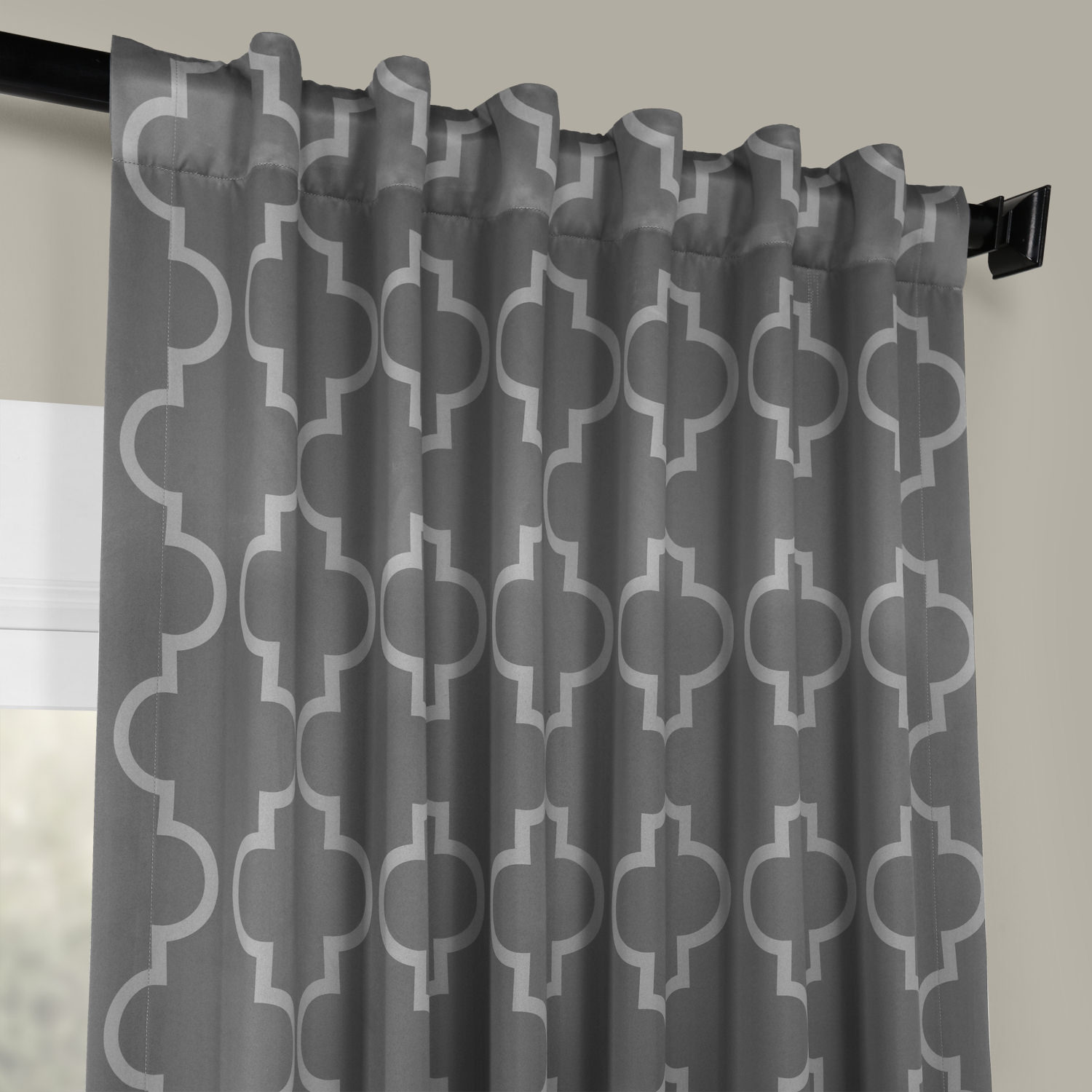 Seville Grey & Silver Blackout Room Darkening Curtain