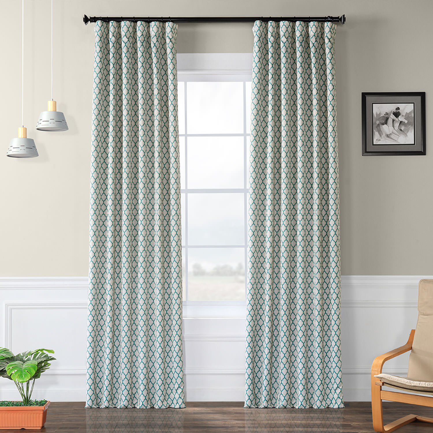 Casablanca Teal Blackout Room Darkening Curtain