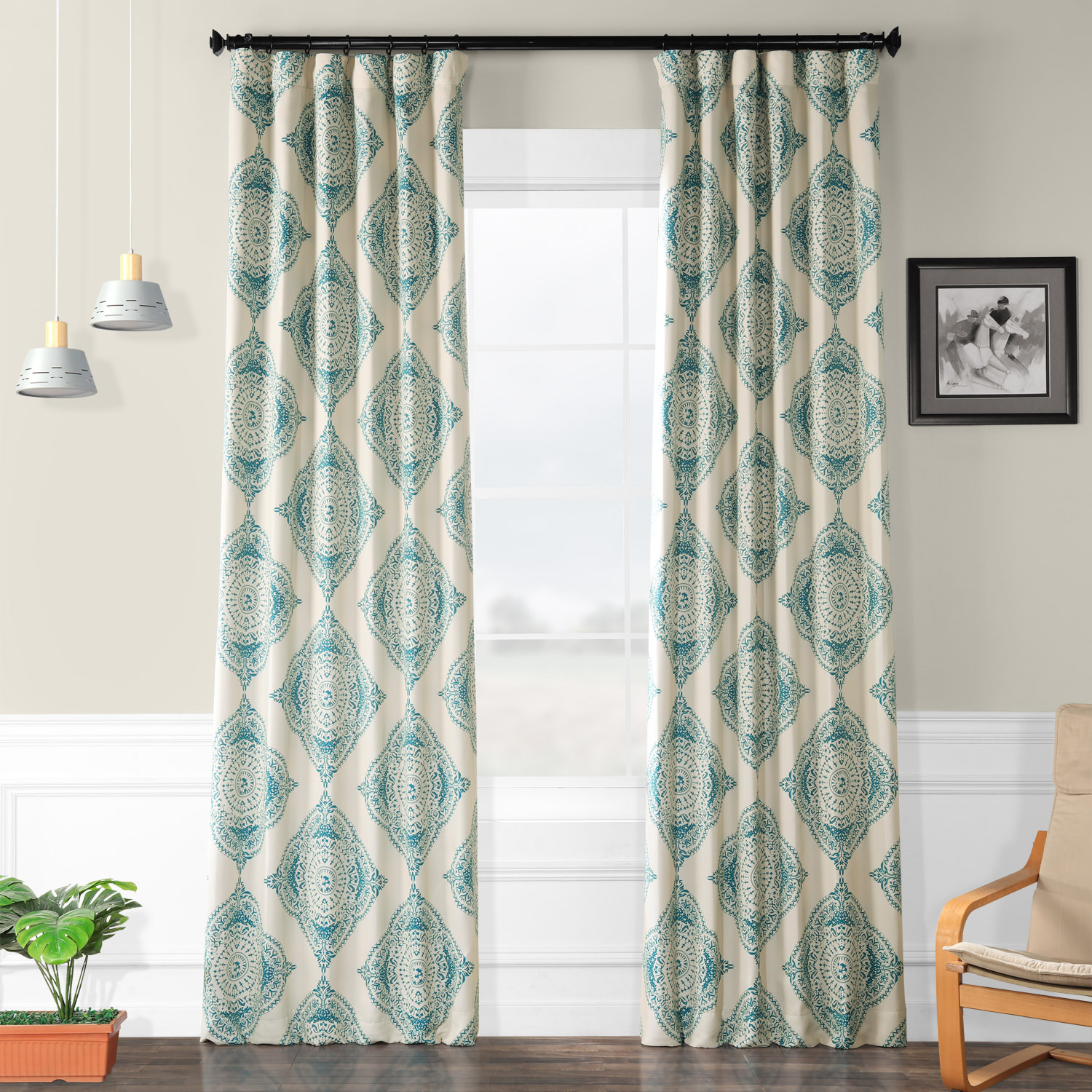 Henna Teal Blackout Room Darkening Curtain