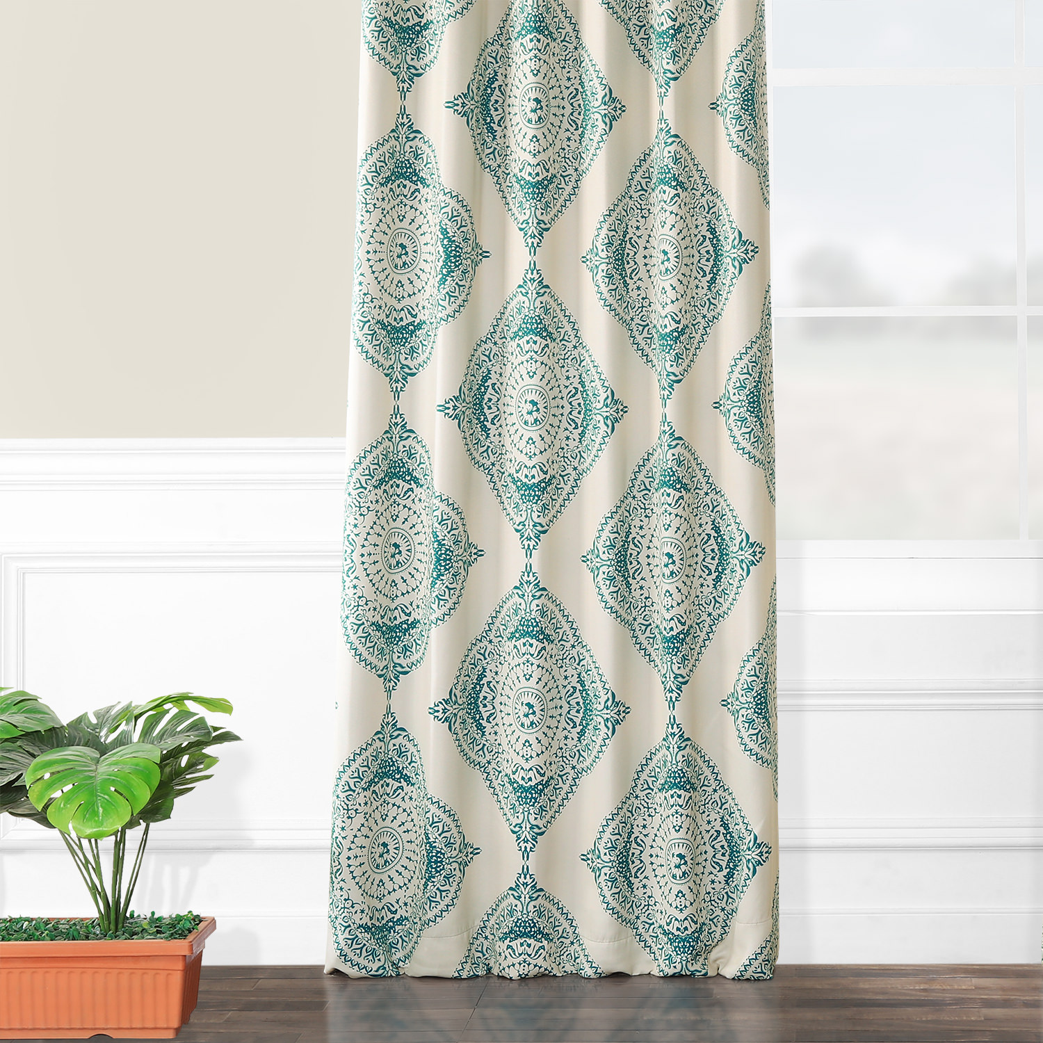 Henna Teal Blackout Room Darkening Curtain