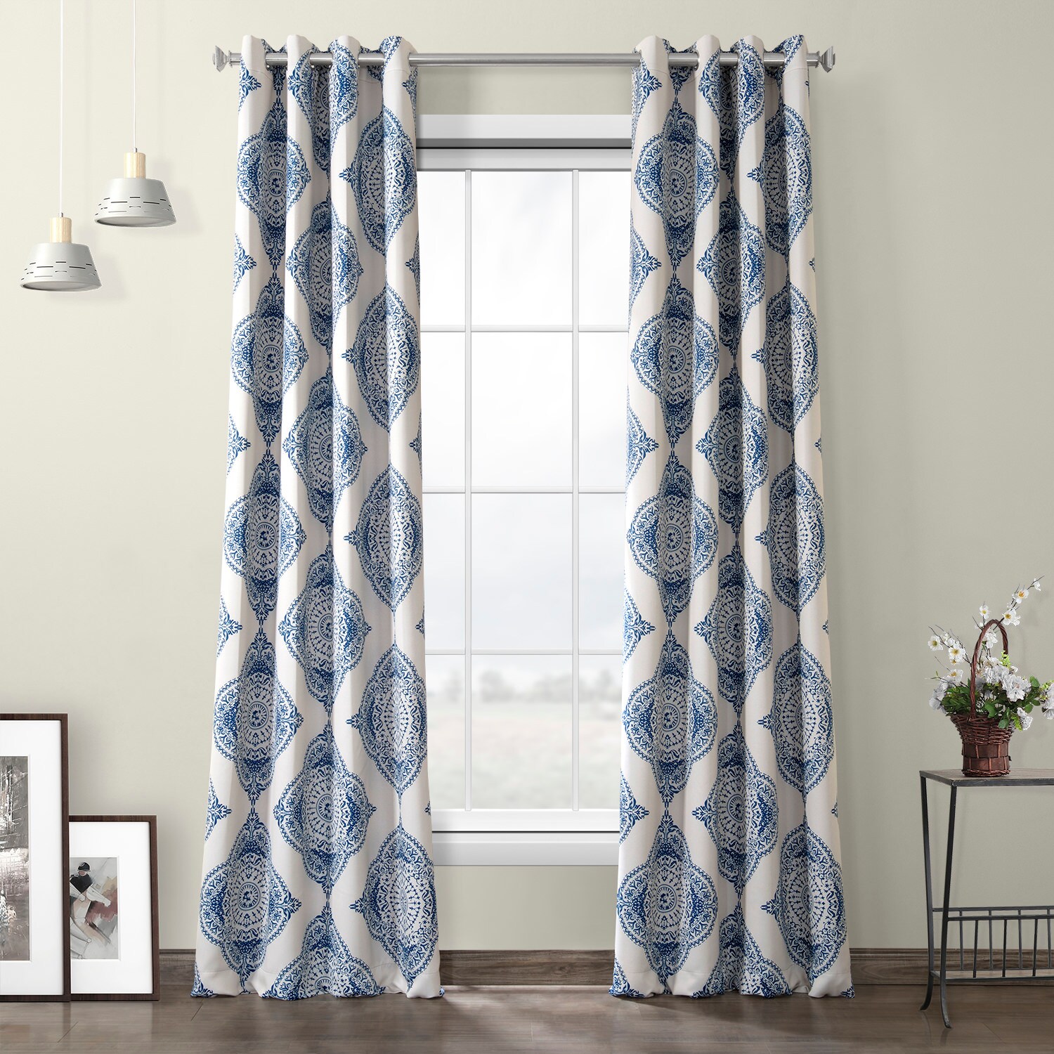 Henna Blue Grommet Blackout Room Darkening Curtain