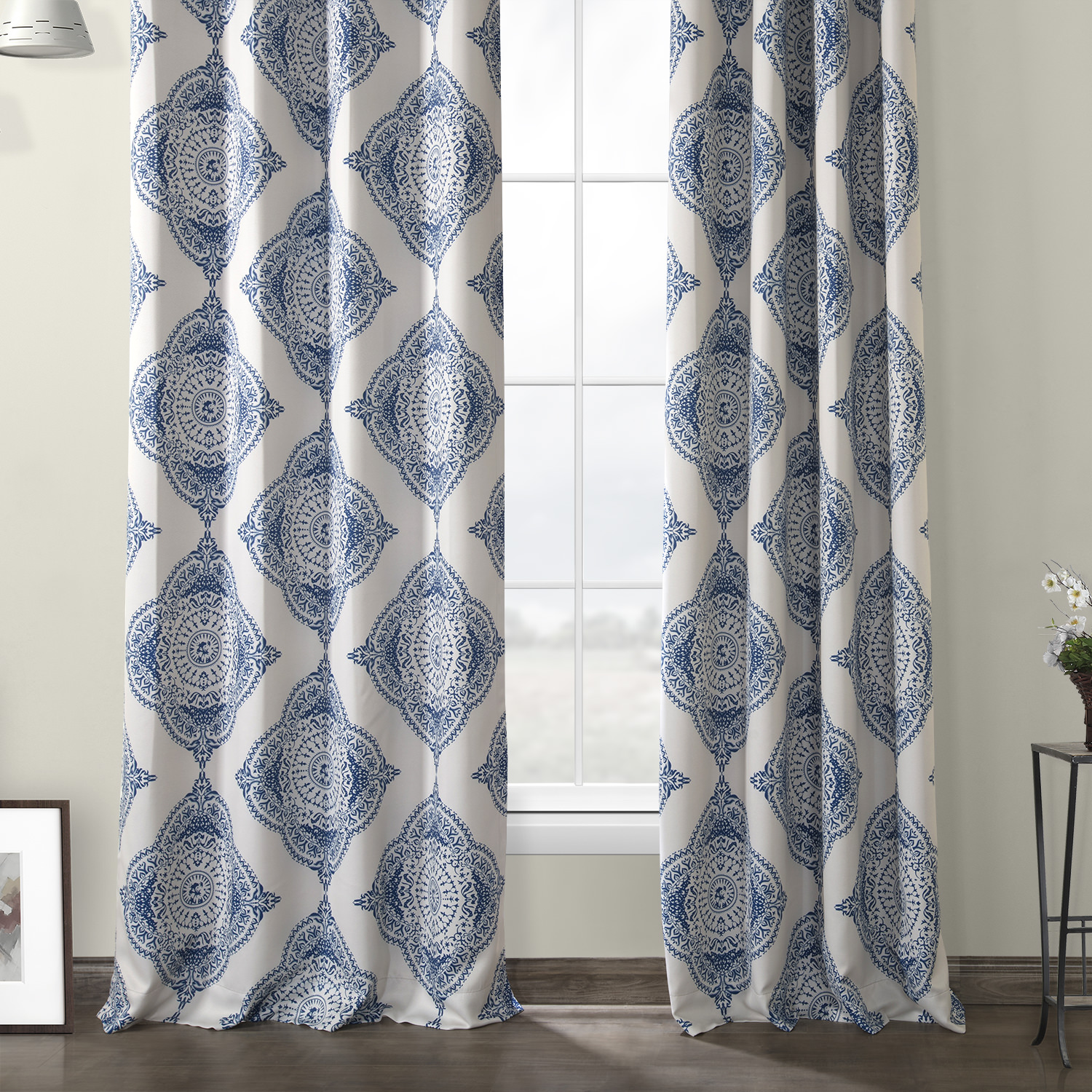 Henna Blue Grommet Blackout Room Darkening Curtain