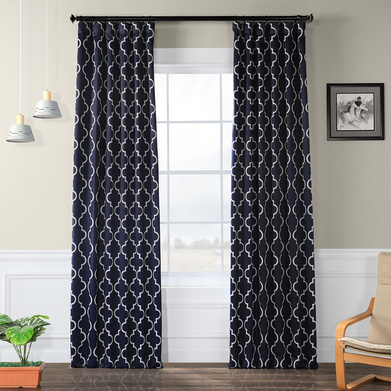 Seville Navy Blackout Room Darkening Curtain