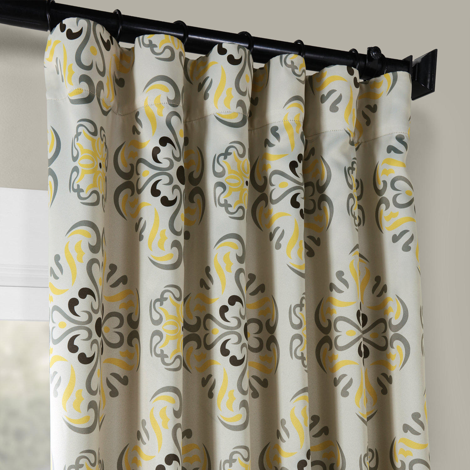 Soliel Yellow Grey Blackout Room Darkening Curtain