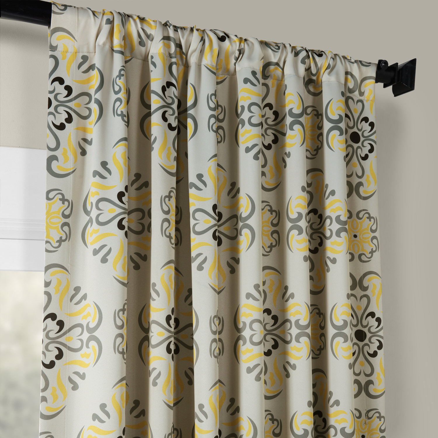 Soliel Yellow Grey Blackout Room Darkening Curtain