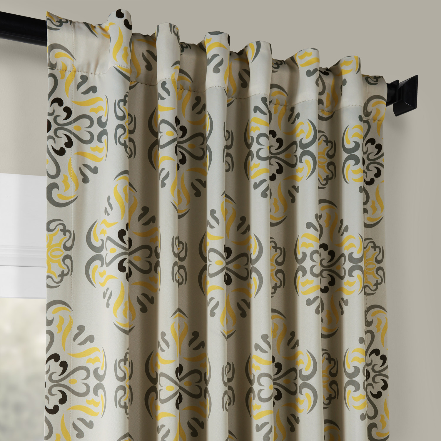 Soliel Yellow Grey Blackout Room Darkening Curtain