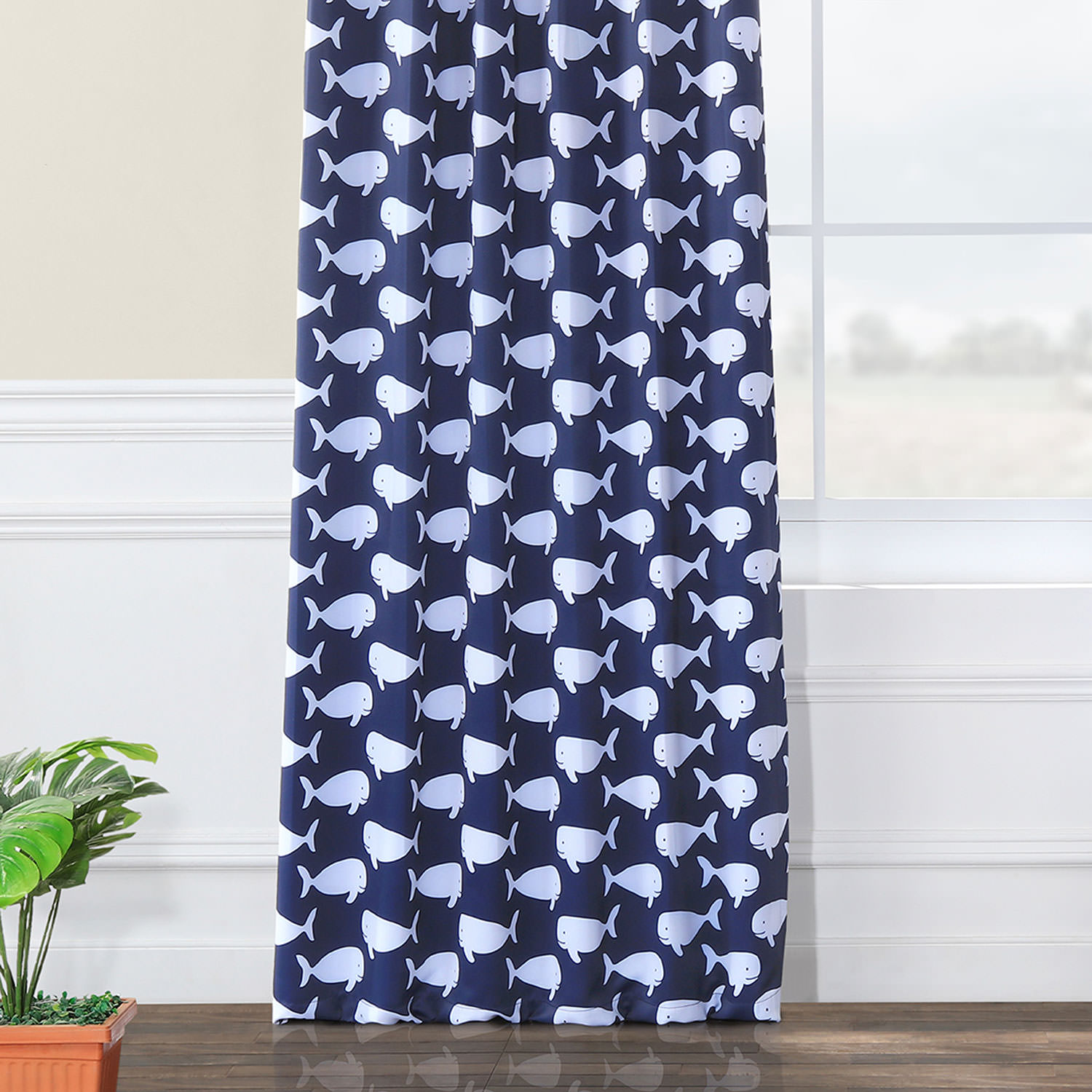 Migaloo Navy Blackout Room Darkening Curtain