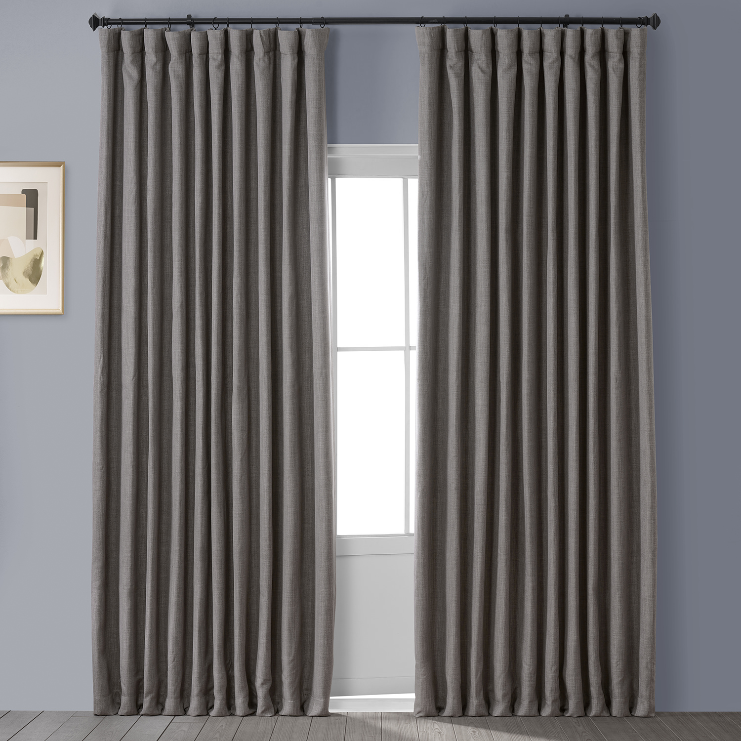 Mink Faux Linen Extra Wide Room Darkening Curtain