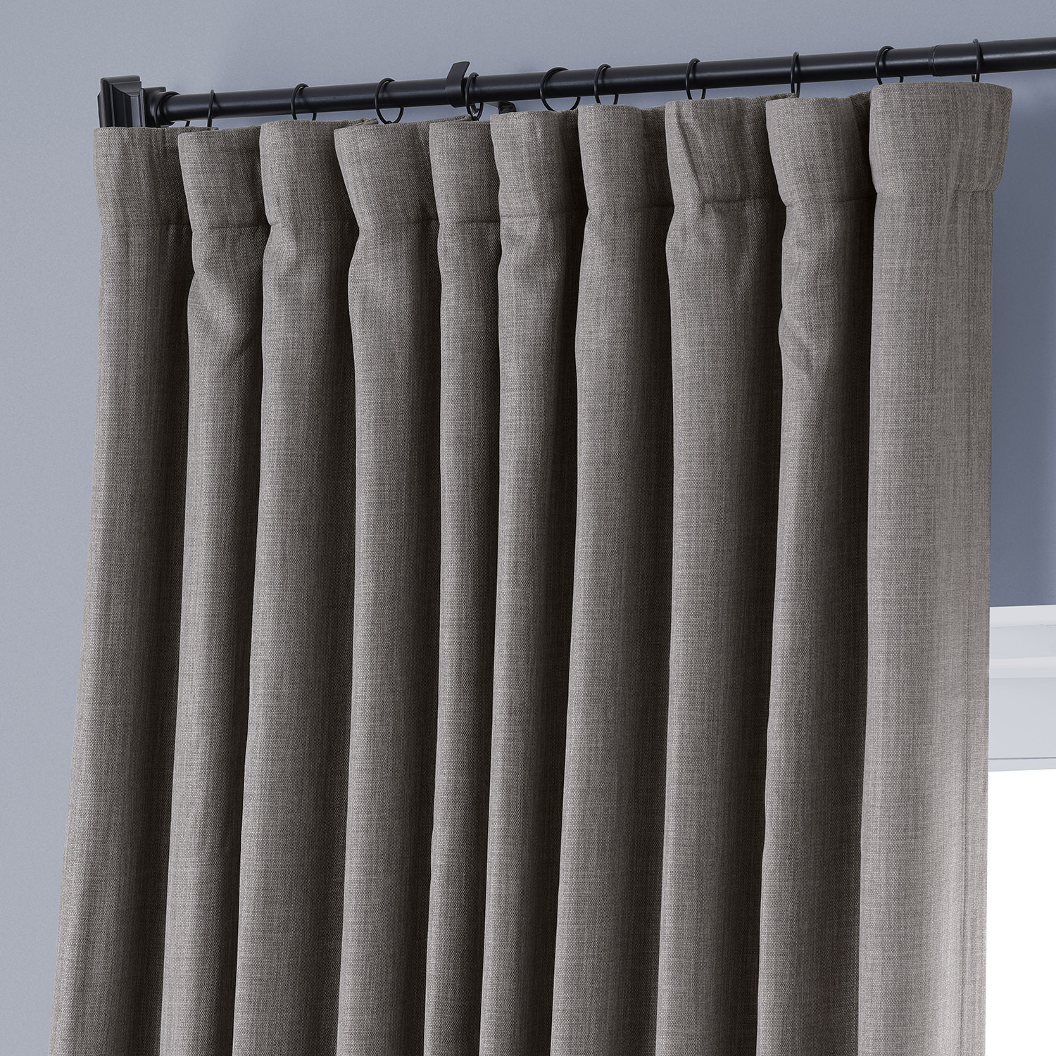 Mink Faux Linen Extra Wide Room Darkening Curtain