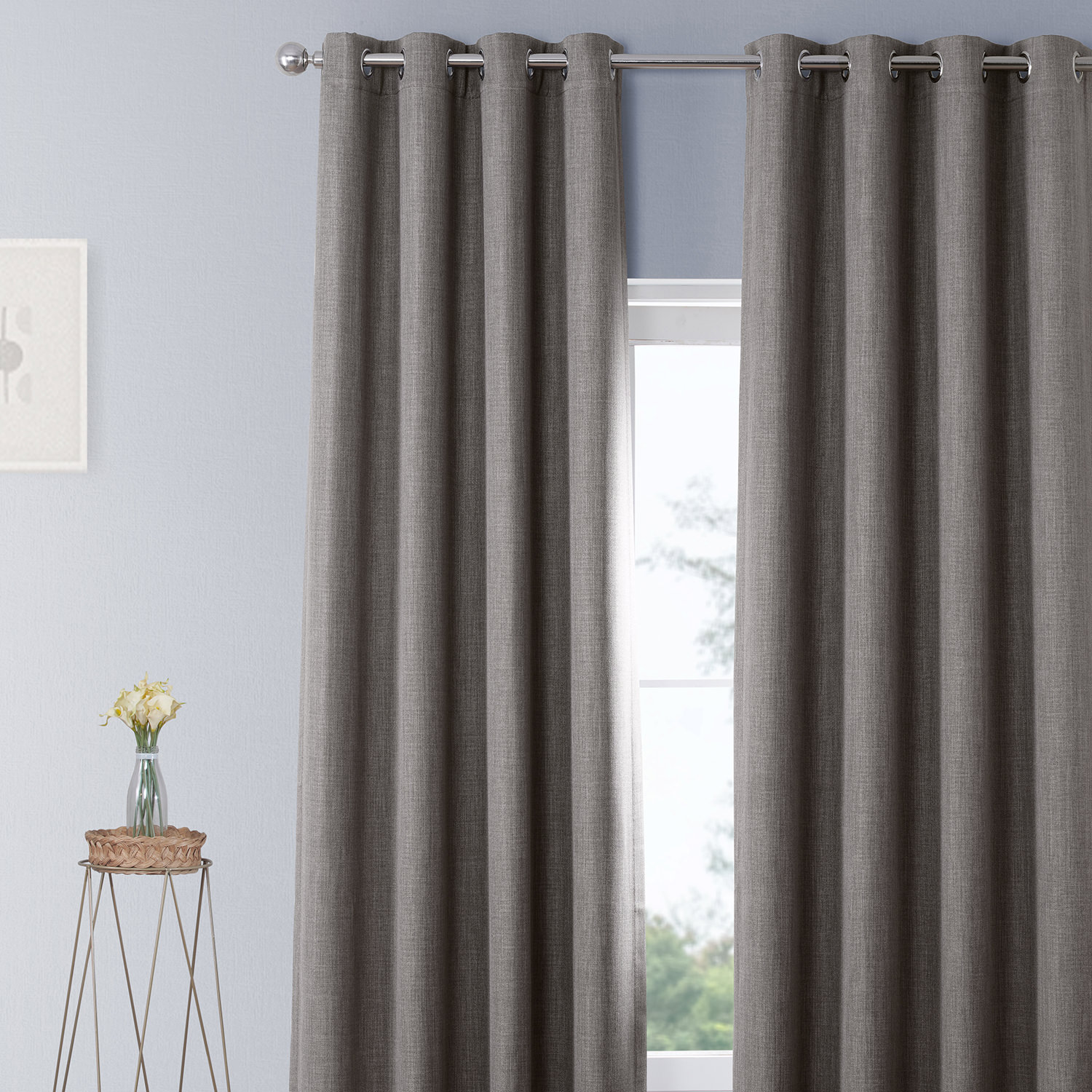 Mink Faux Linen Grommet Room Darkening Curtain